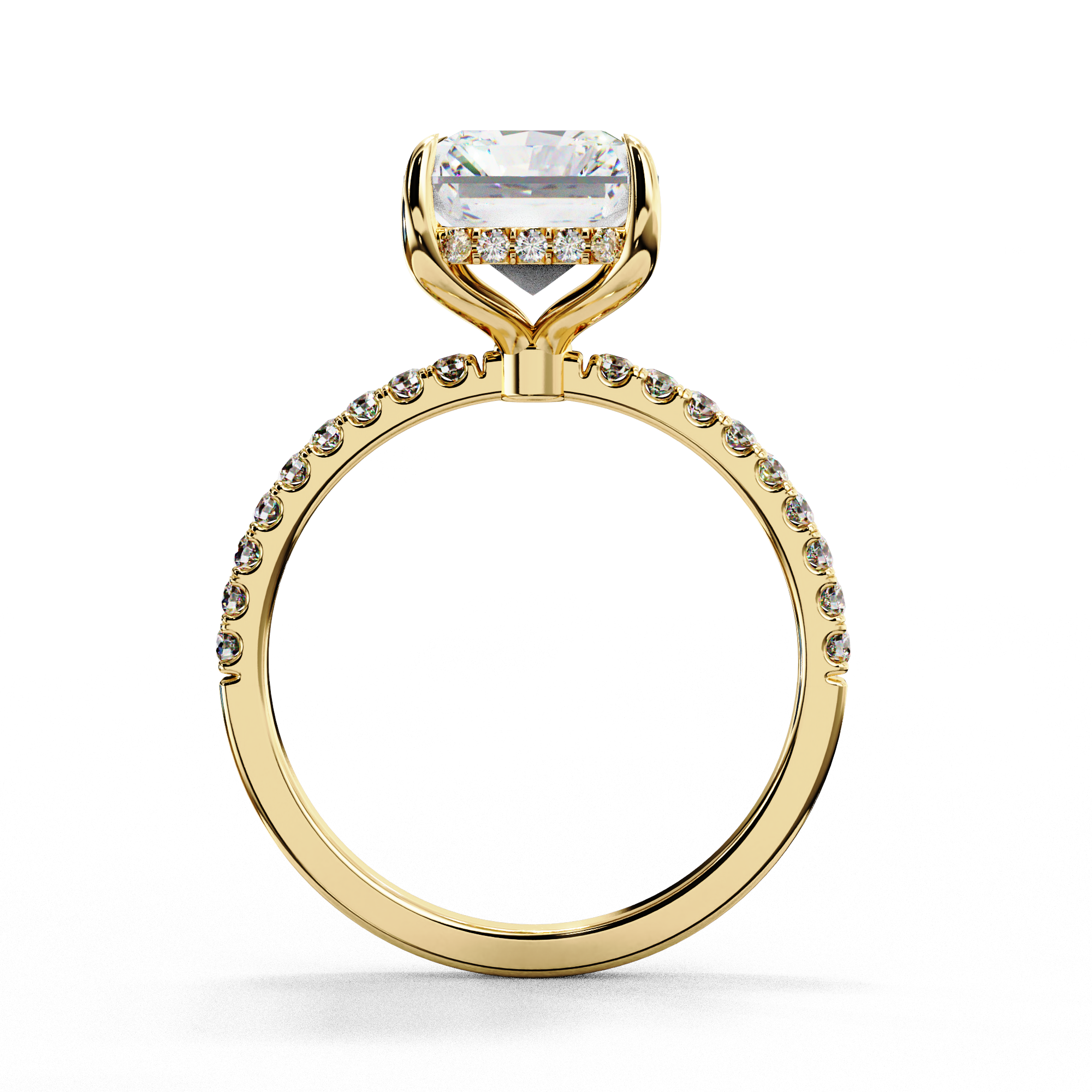Radiant Solitaire Ring with Hidden Halo