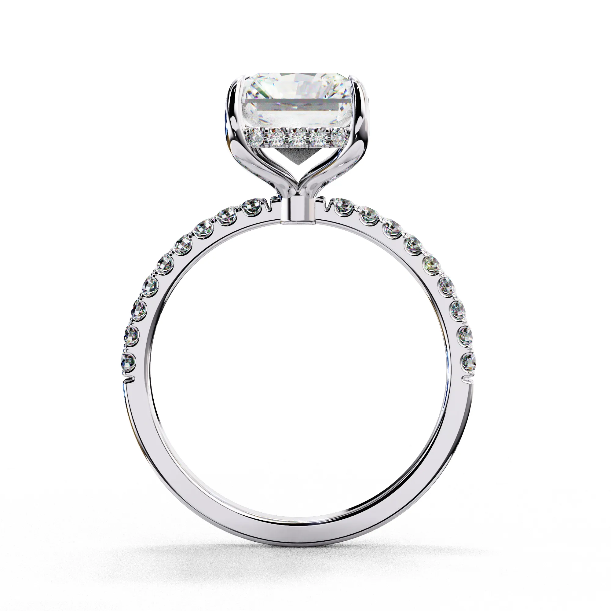 Radiant Solitaire Ring with Hidden Halo