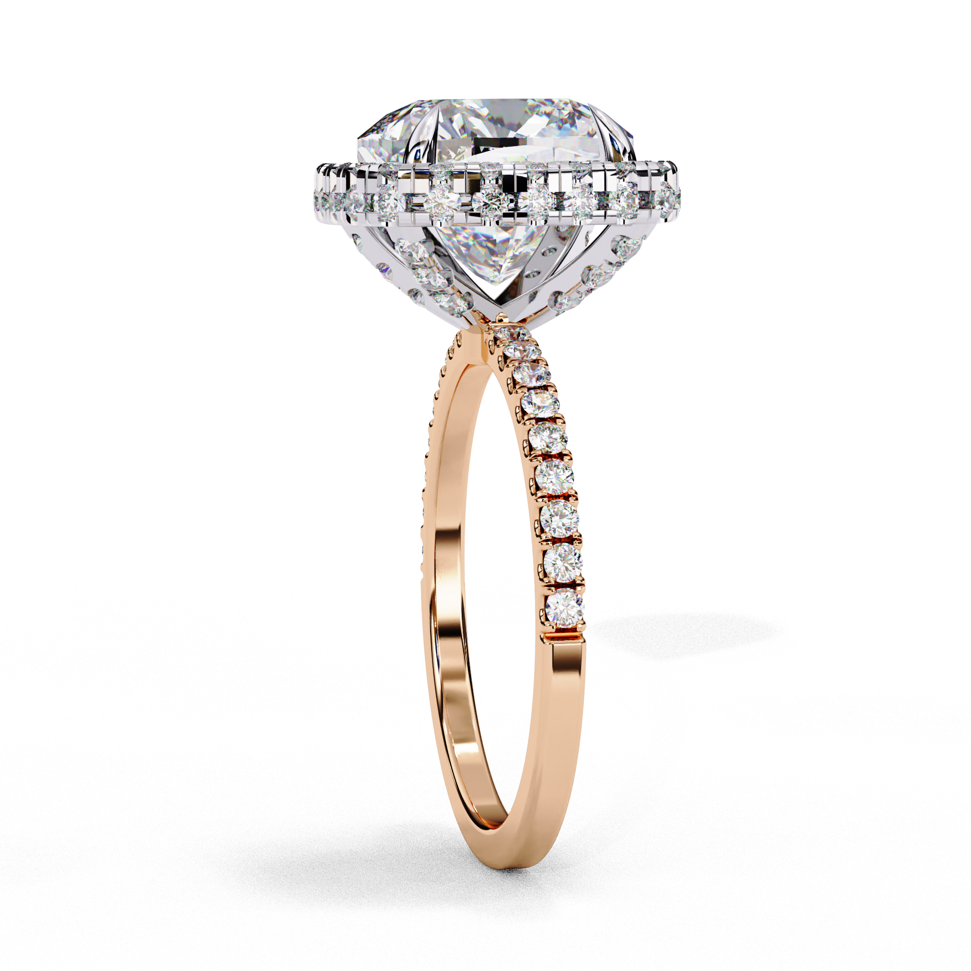 Square Cusion Solitaire Ring with Halo
