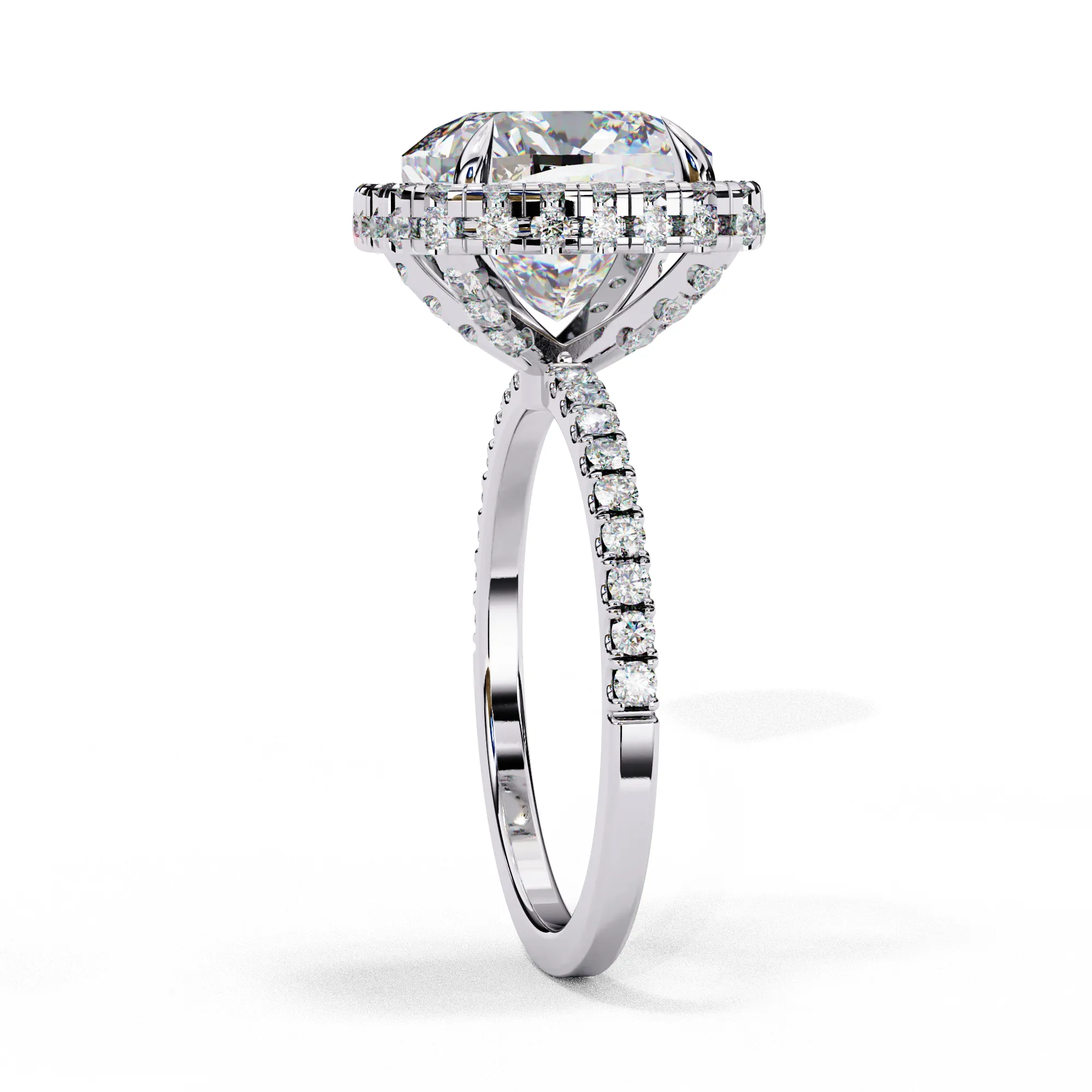 Square Cusion Solitaire Ring with Halo