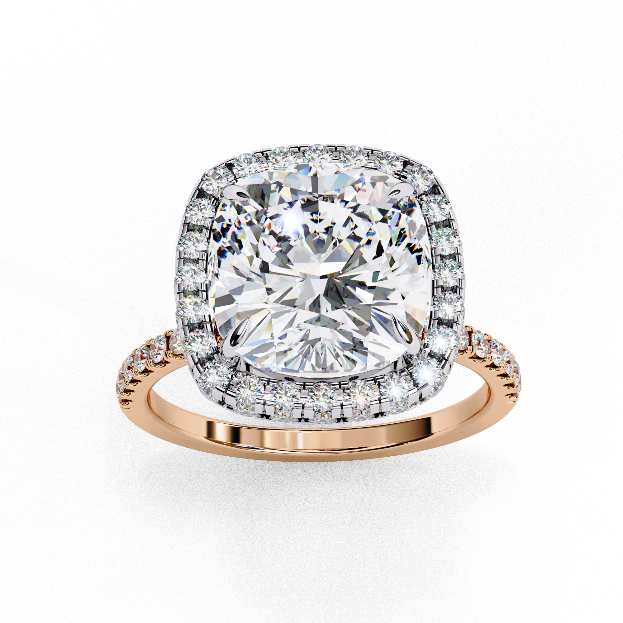 Square Cusion Solitaire Ring with Halo