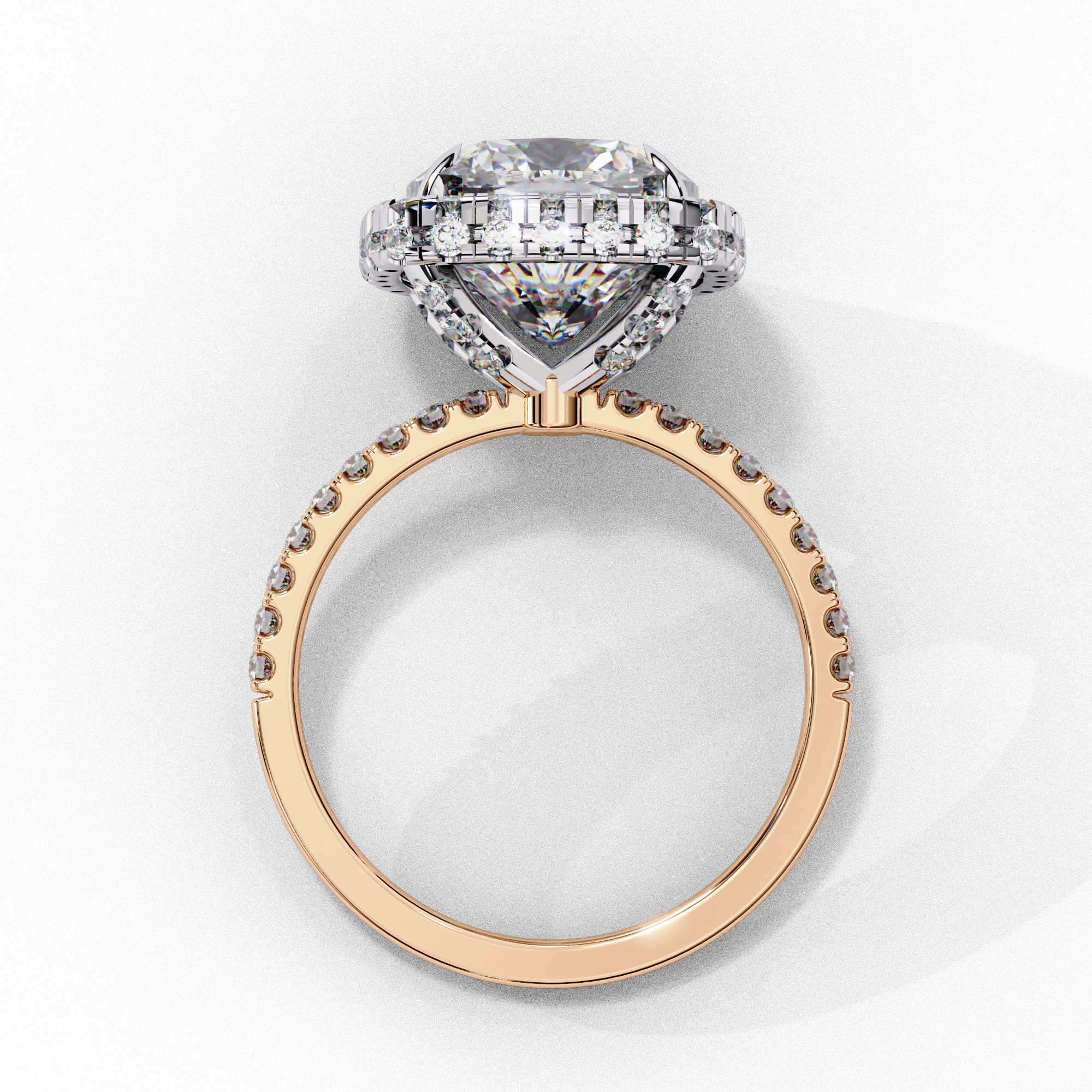 Square Cusion Solitaire Ring with Halo