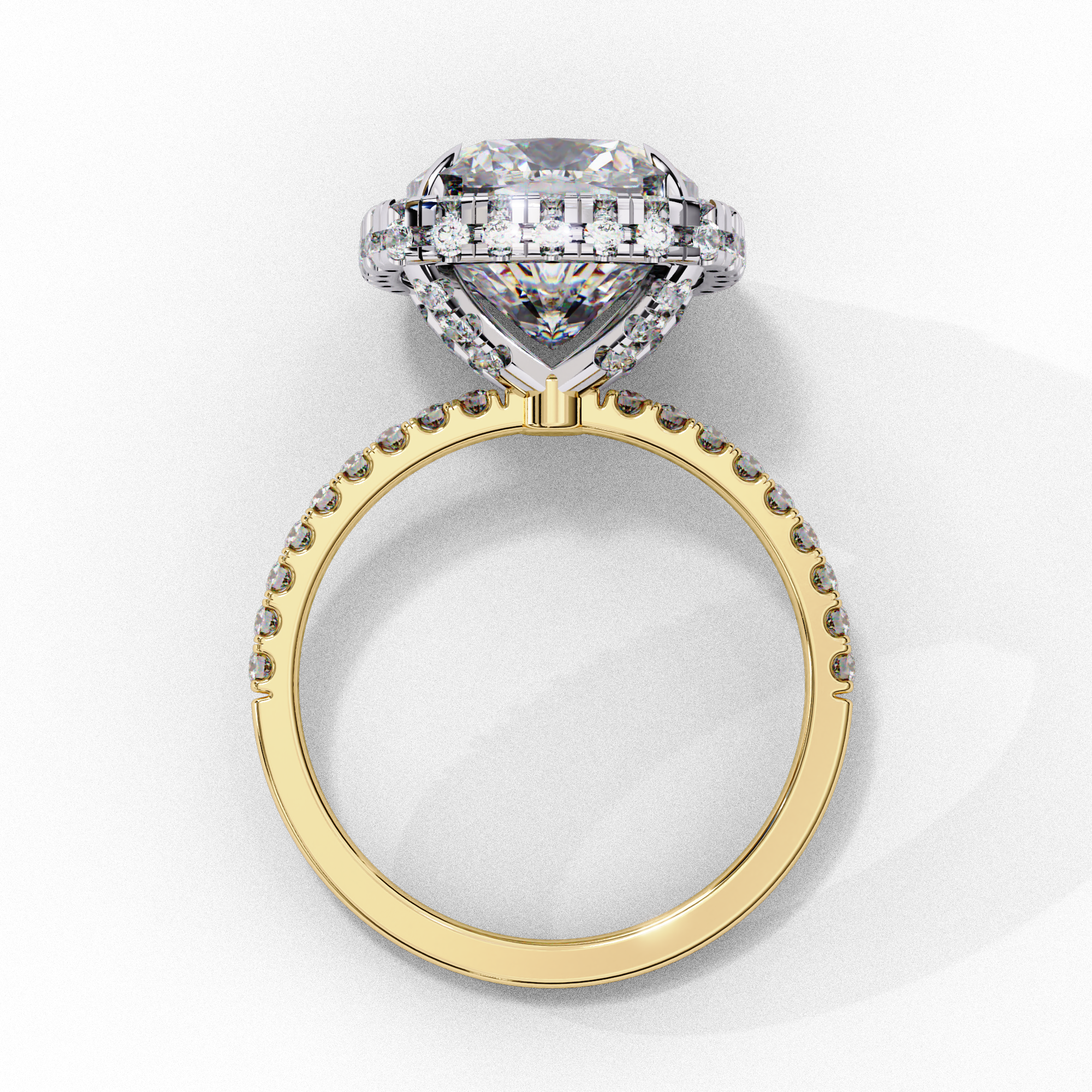 Square Cusion Solitaire Ring with Halo