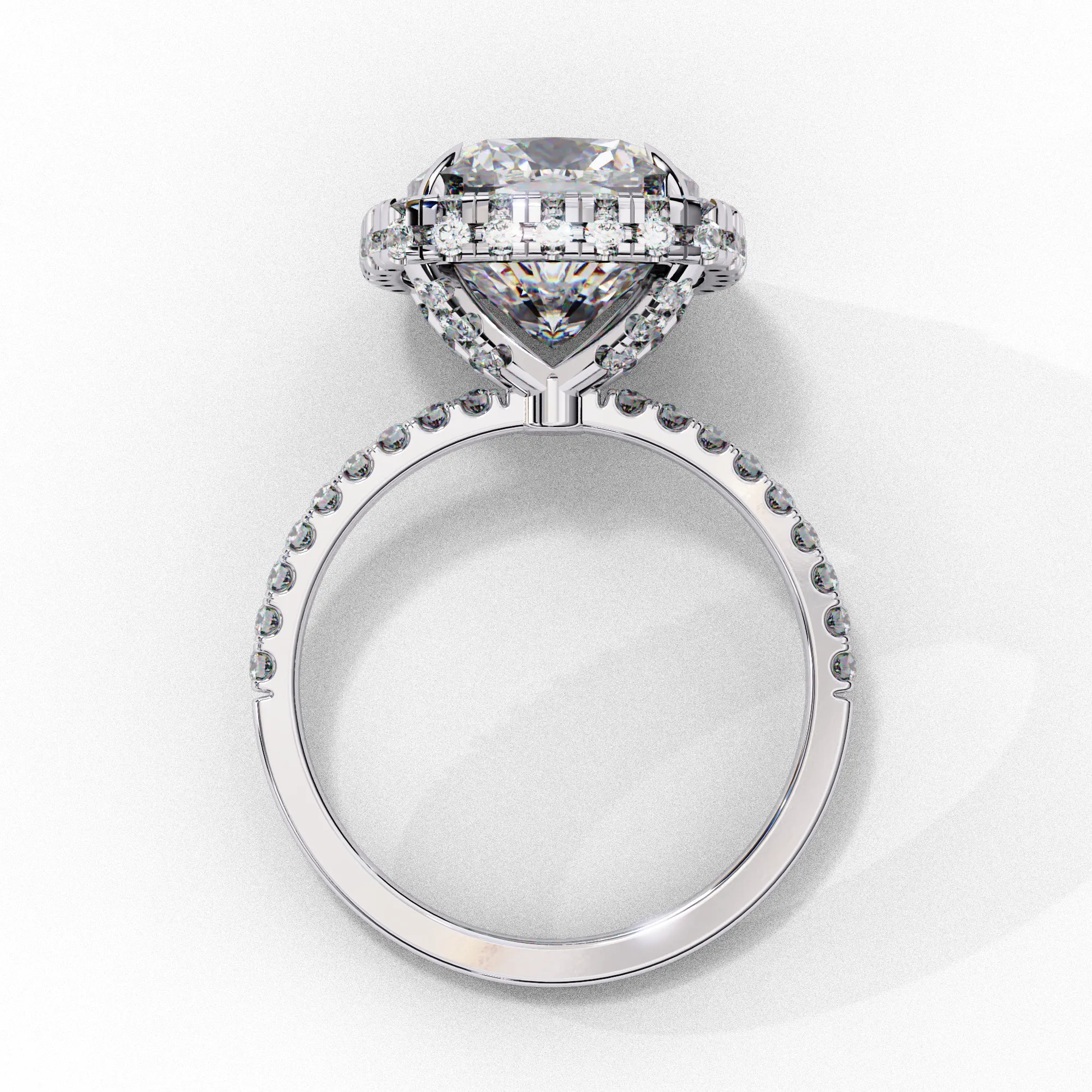 Square Cusion Solitaire Ring with Halo