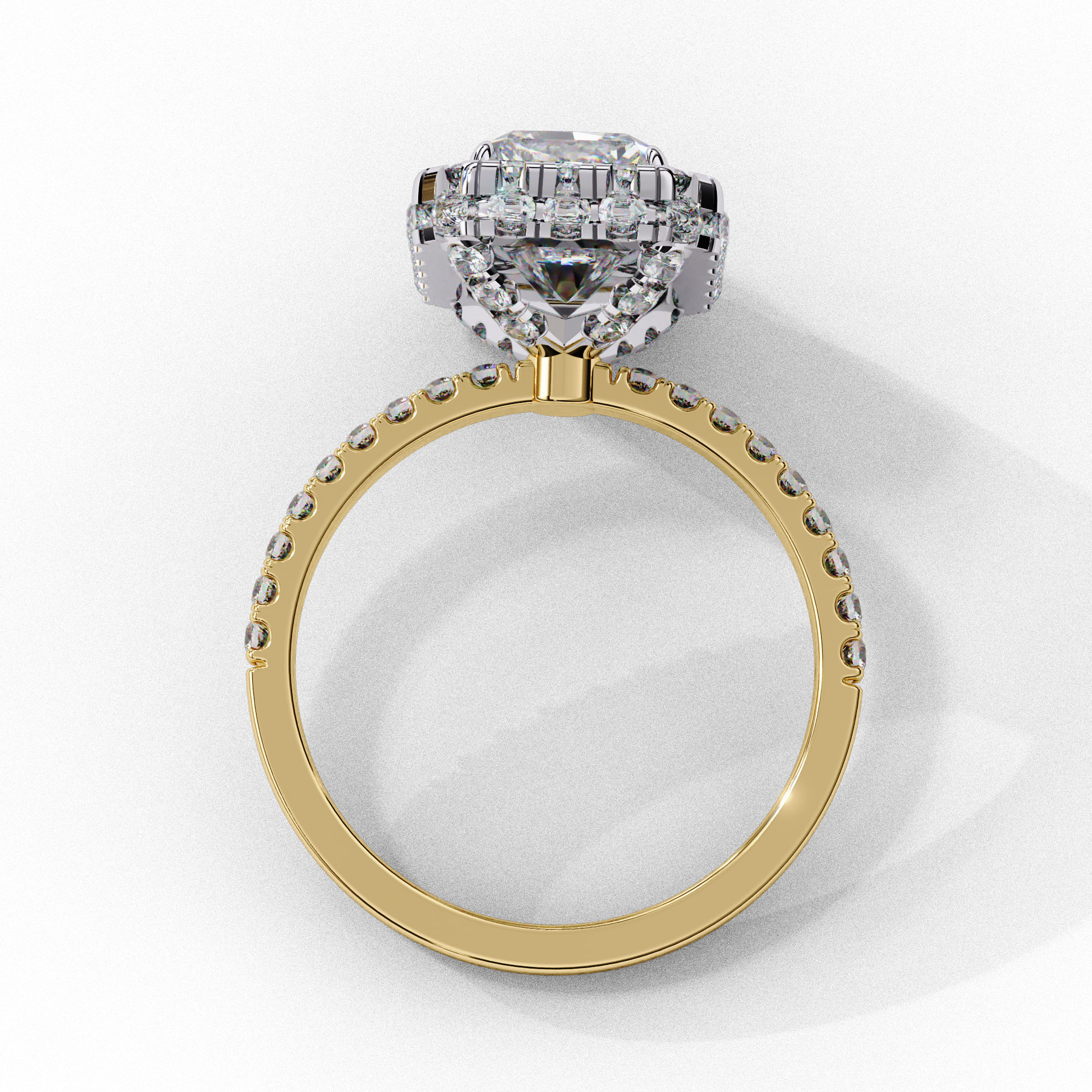 Emerald Solitaire Ring with Crown Halo