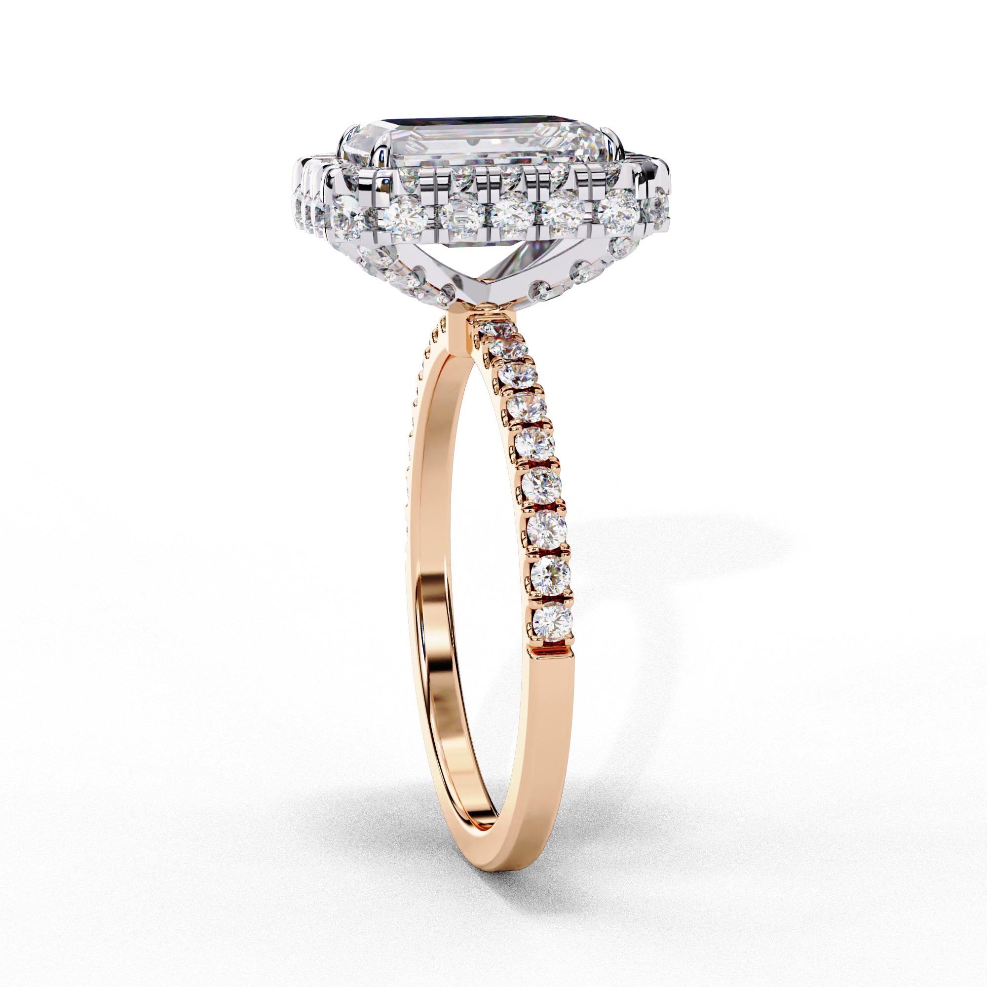 Emerald Solitaire Ring with Crown Halo