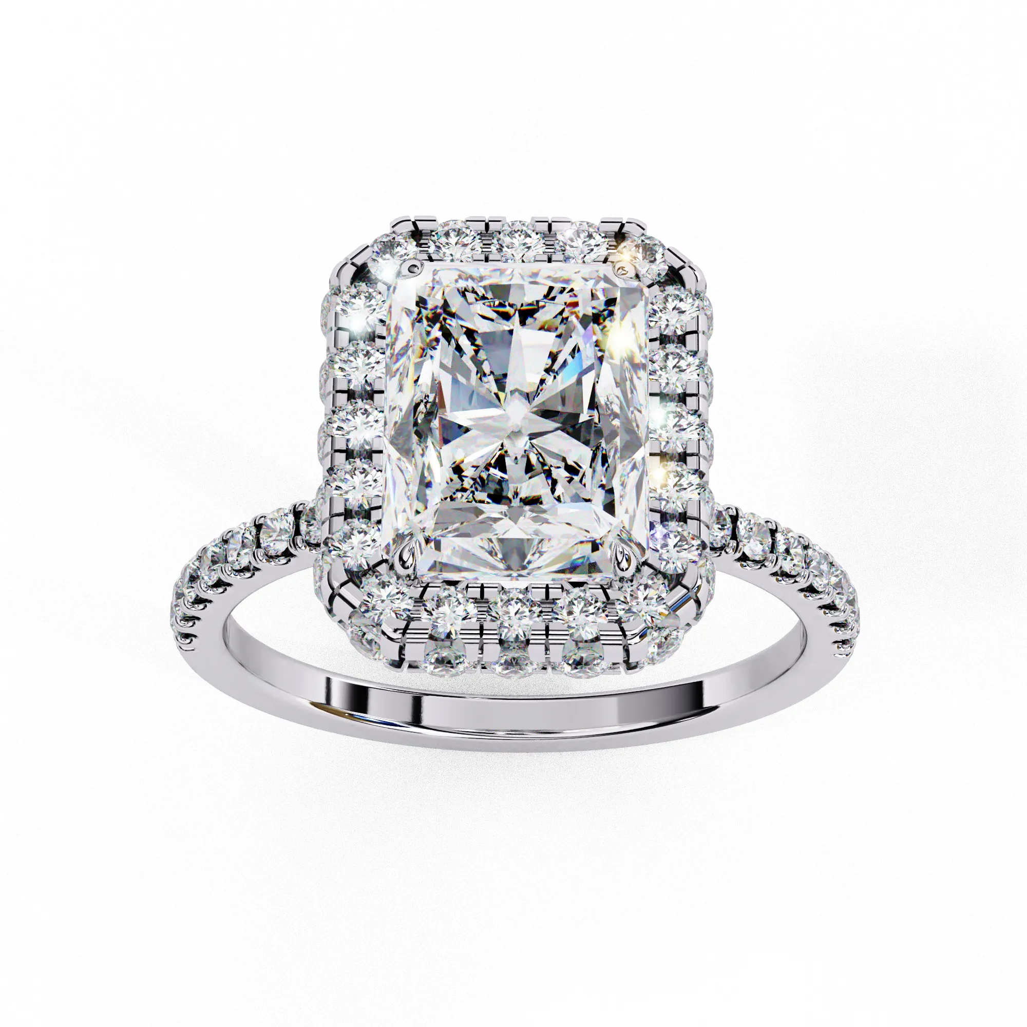 Radiant Solitaire Ring with Halo