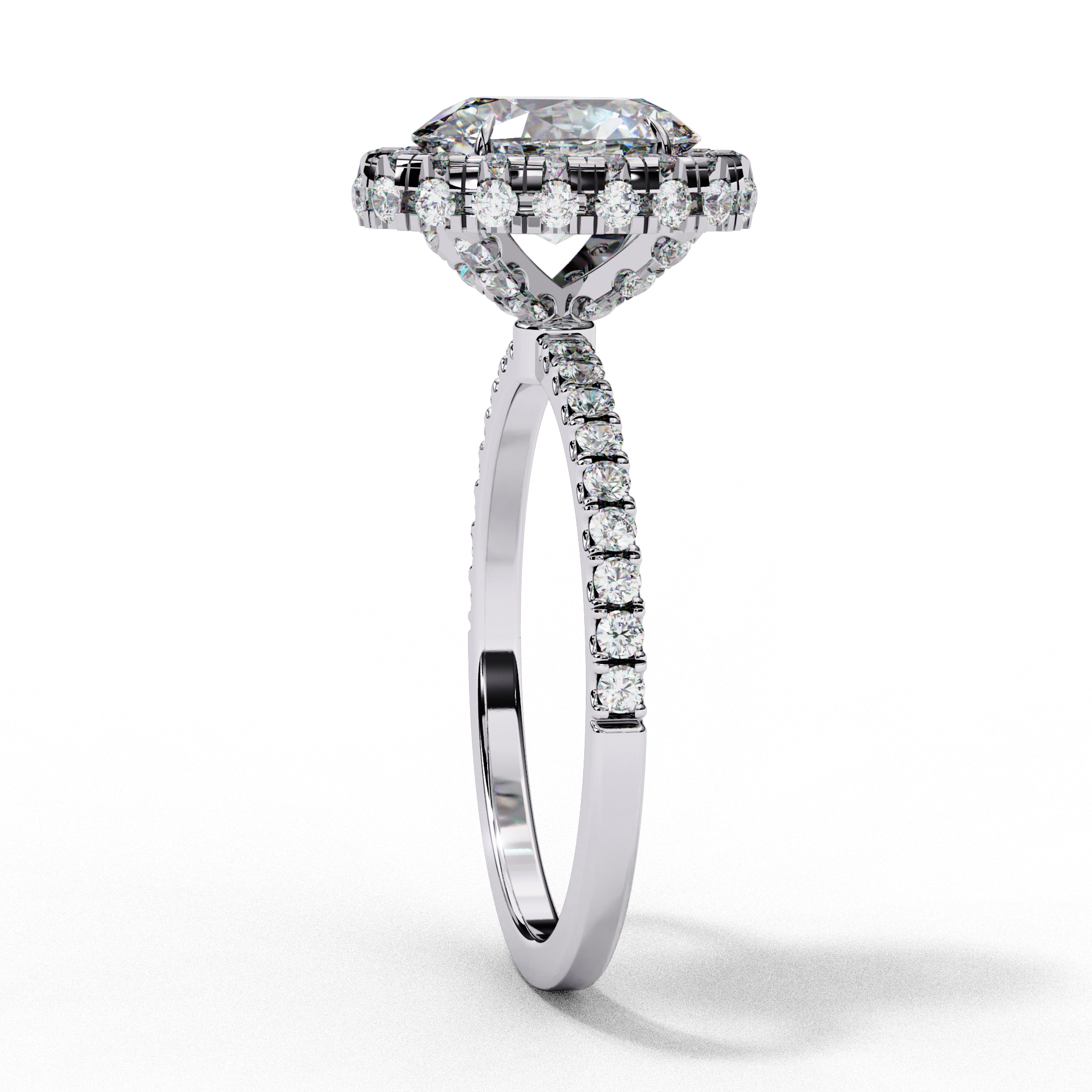 Oval Solitaire Ring with Crown Halo