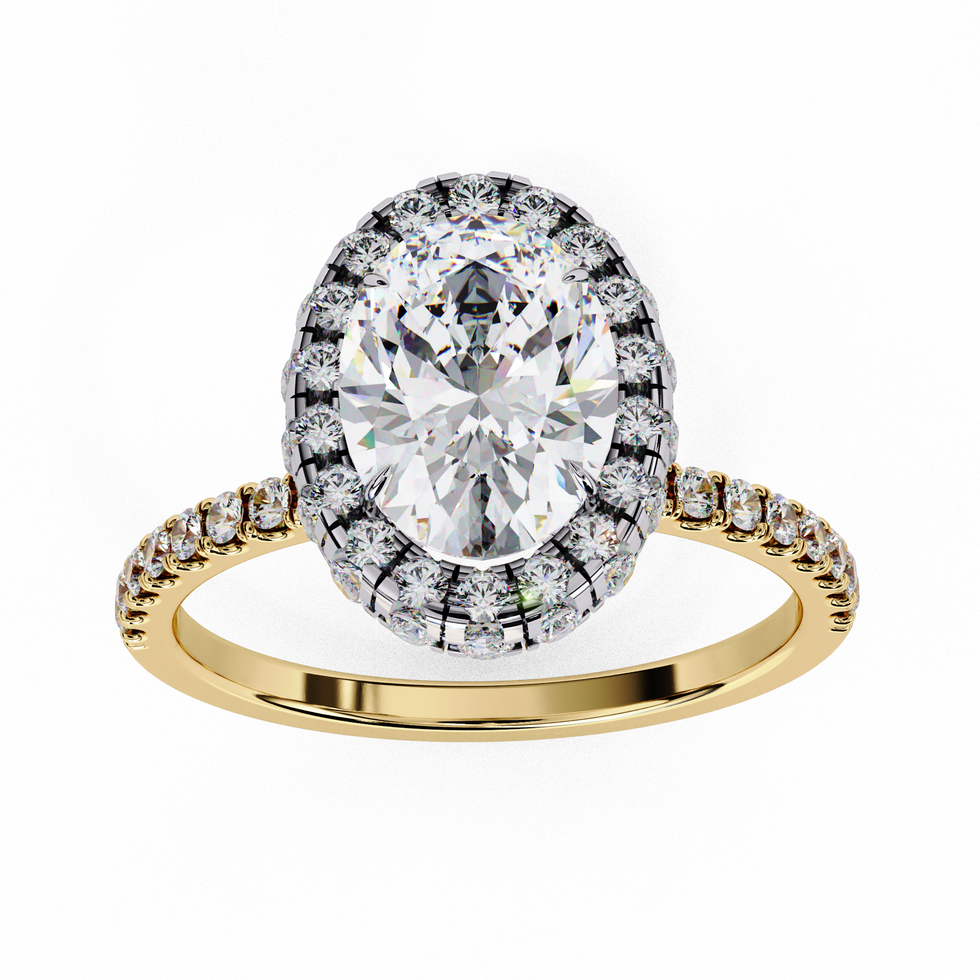 Oval Solitaire Ring with Crown Halo