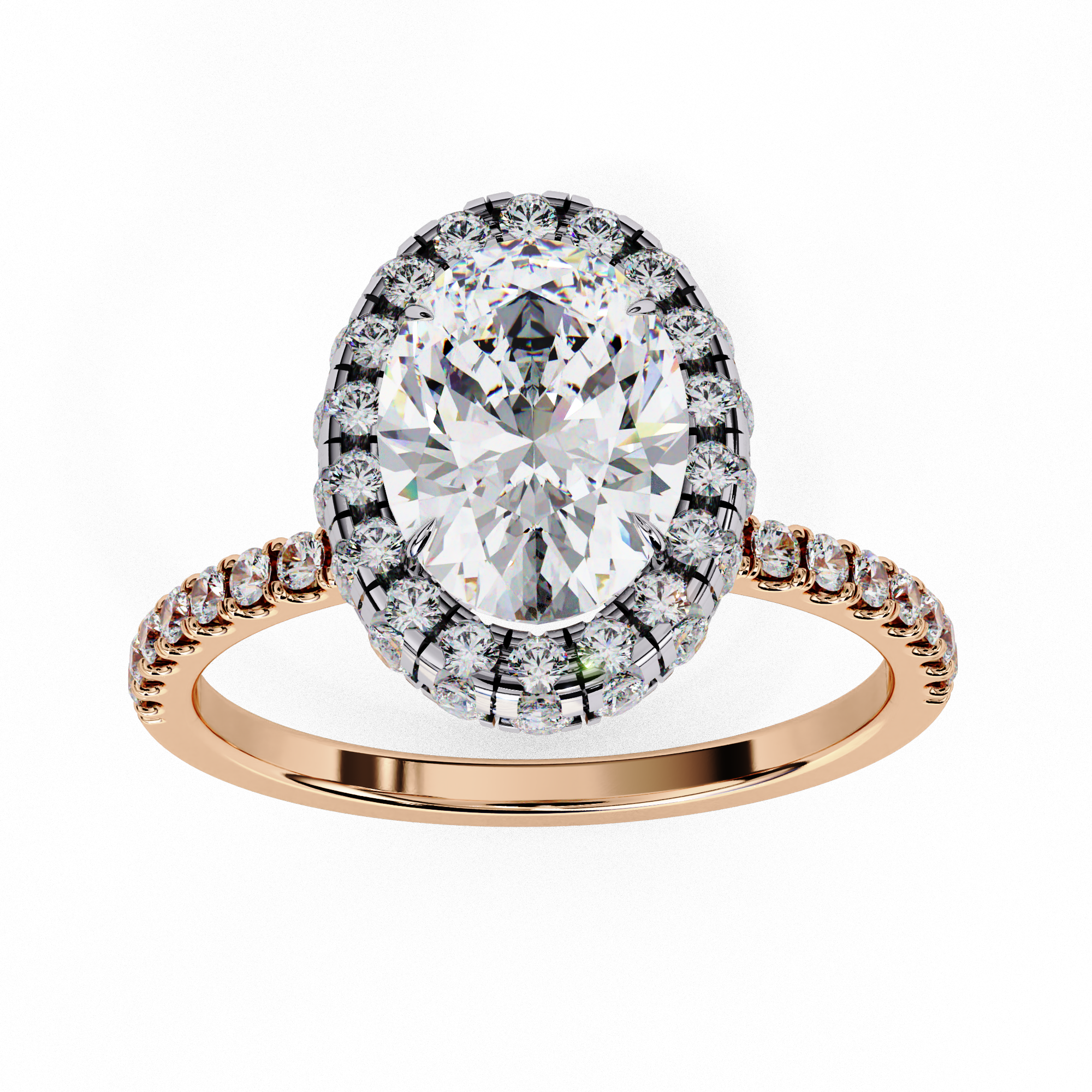 Oval Solitaire Ring with Crown Halo