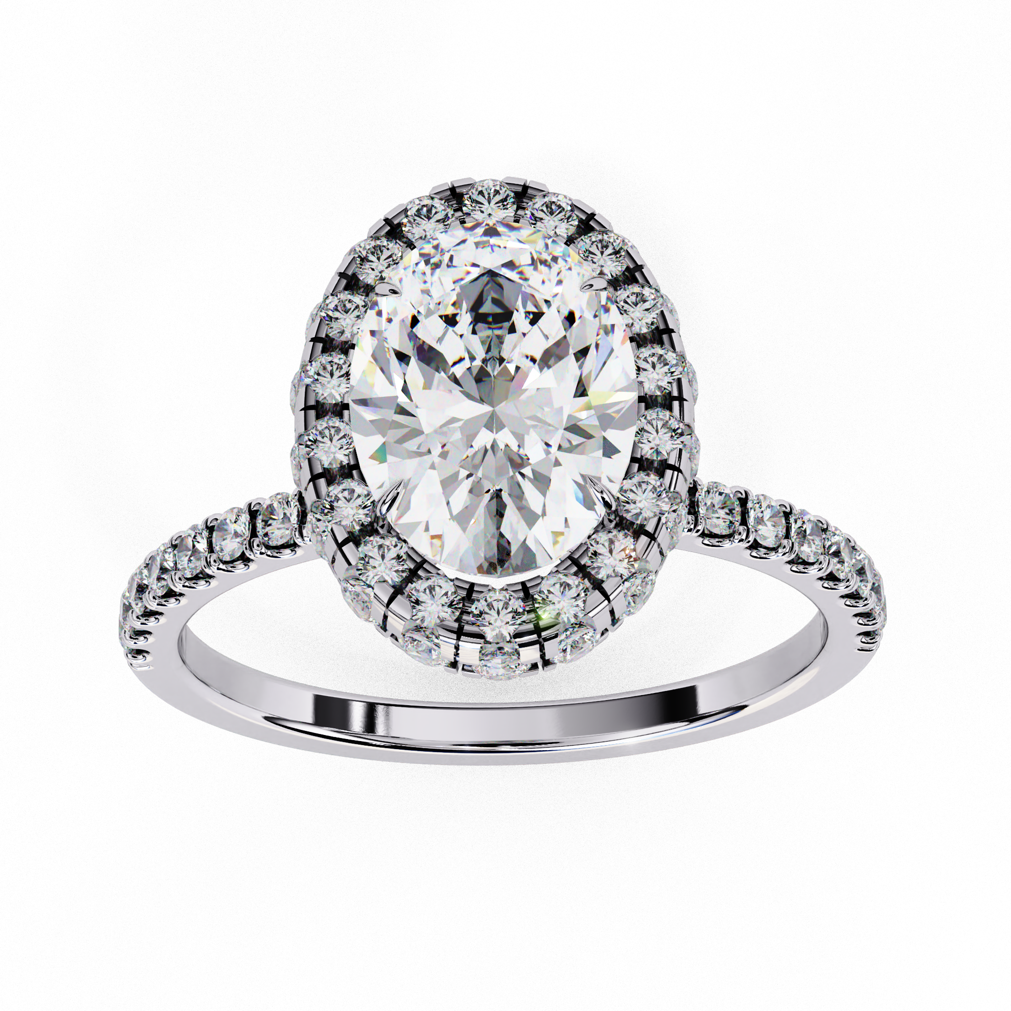 Oval Solitaire Ring with Crown Halo