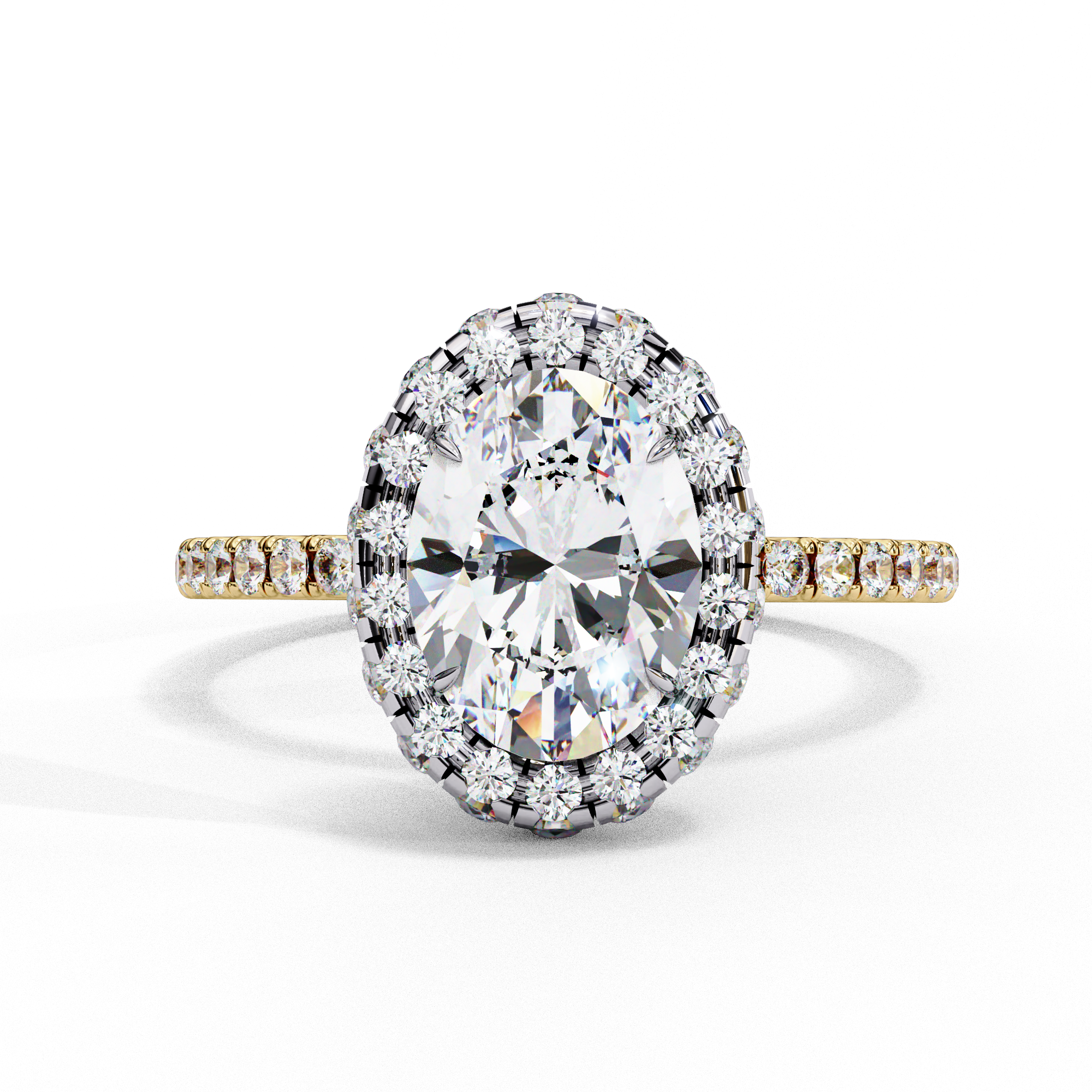 Oval Solitaire Ring with Crown Halo