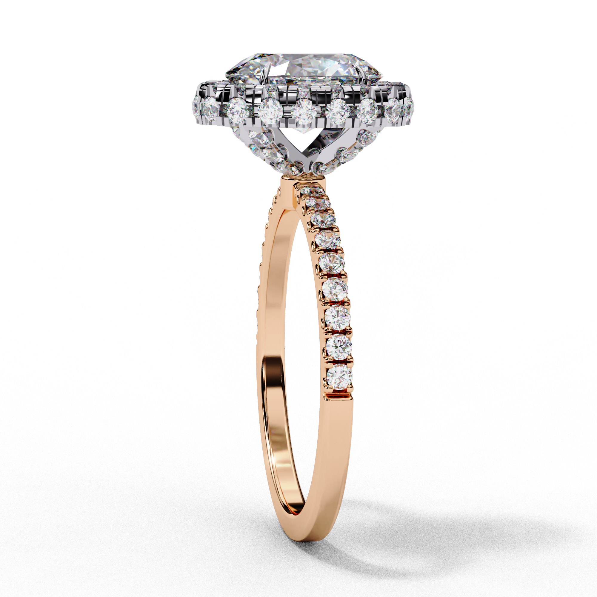 Oval Solitaire Ring with Crown Halo