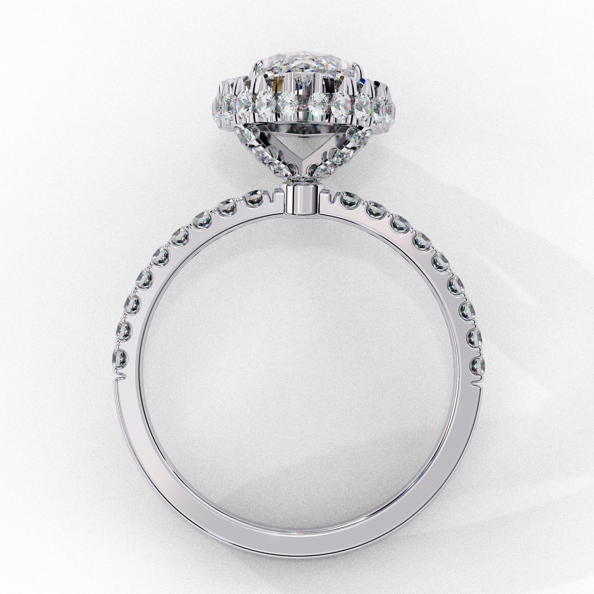 Marquise Solitaire Ring with Crown Halo