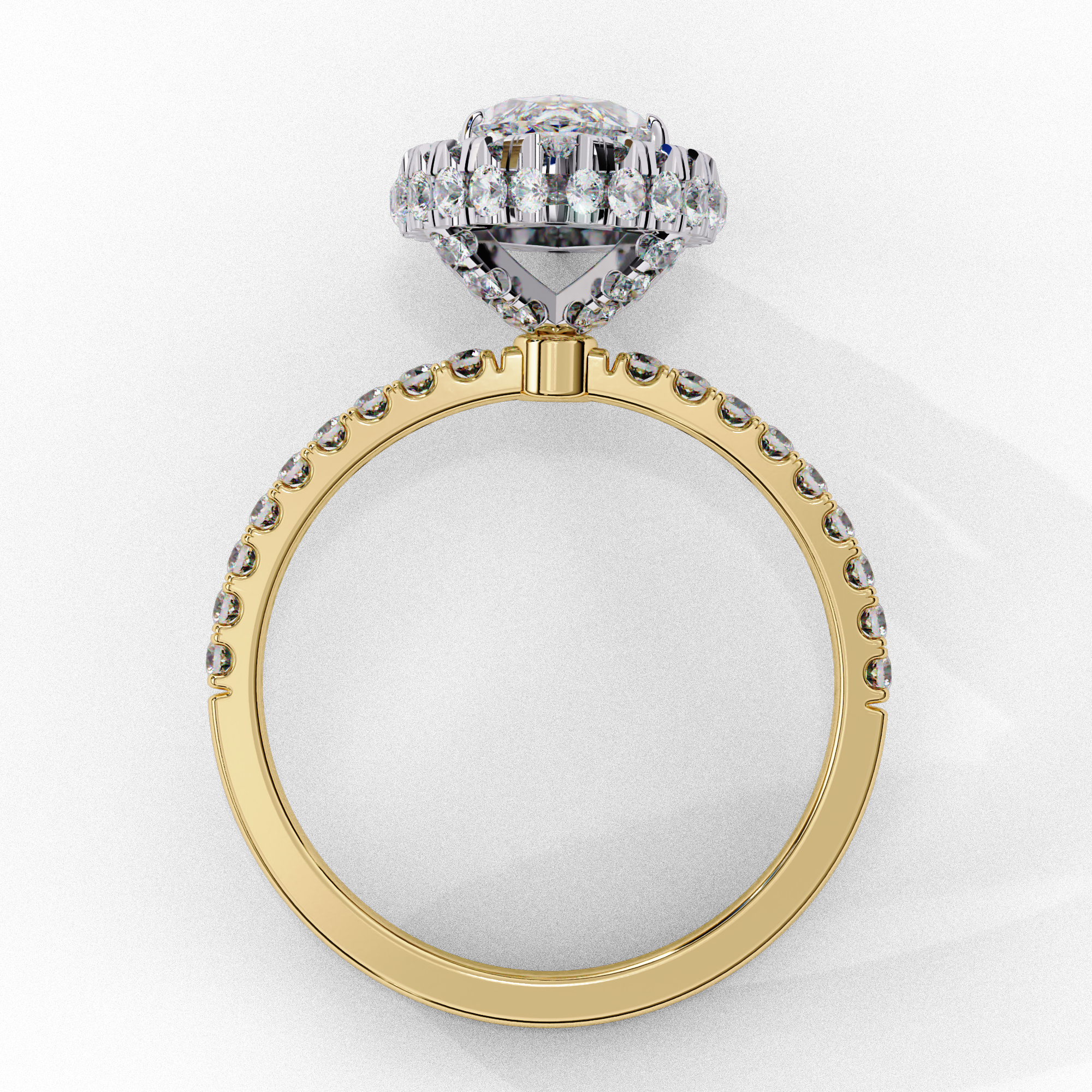 Marquise Solitaire Ring with Crown Halo