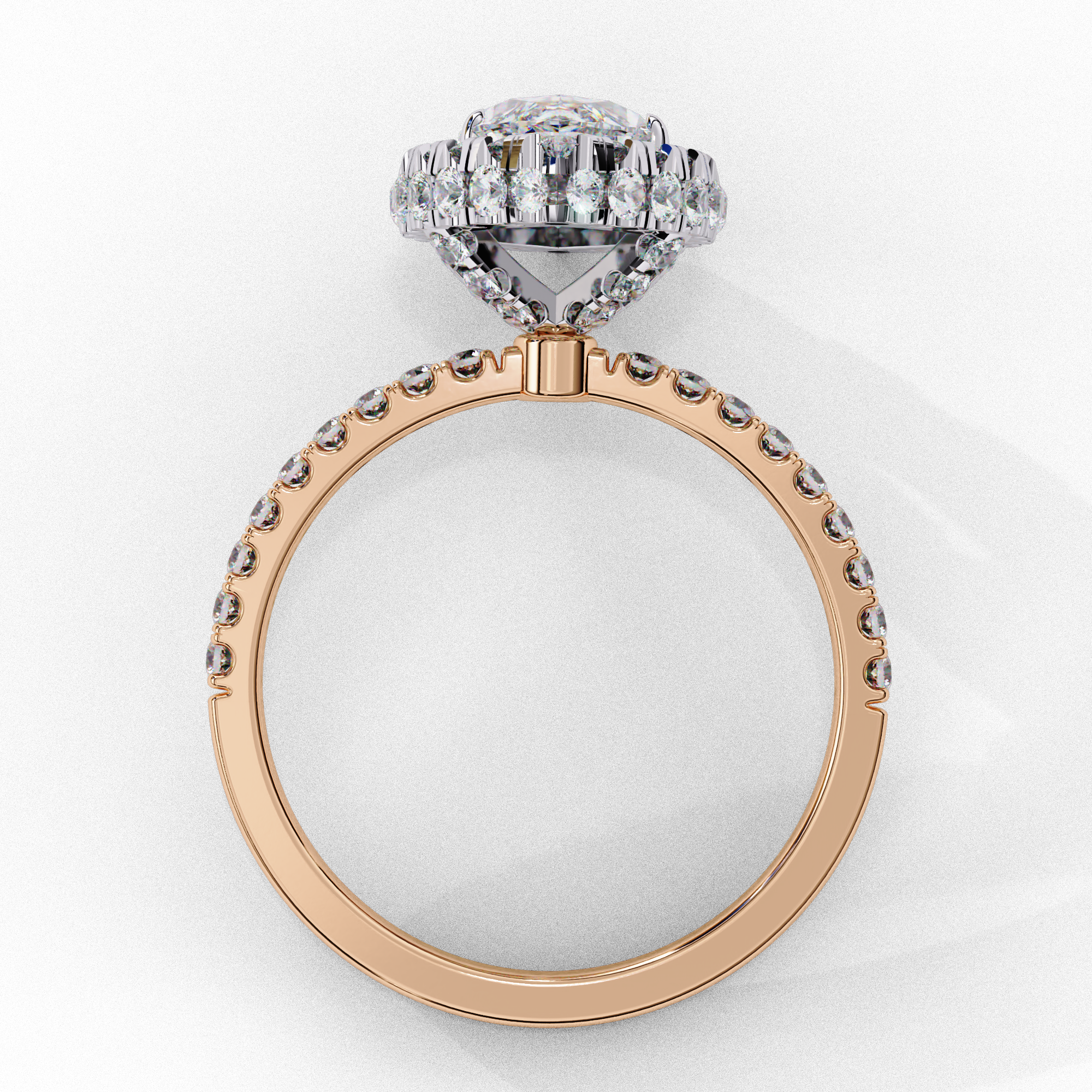 Marquise Solitaire Ring with Crown Halo