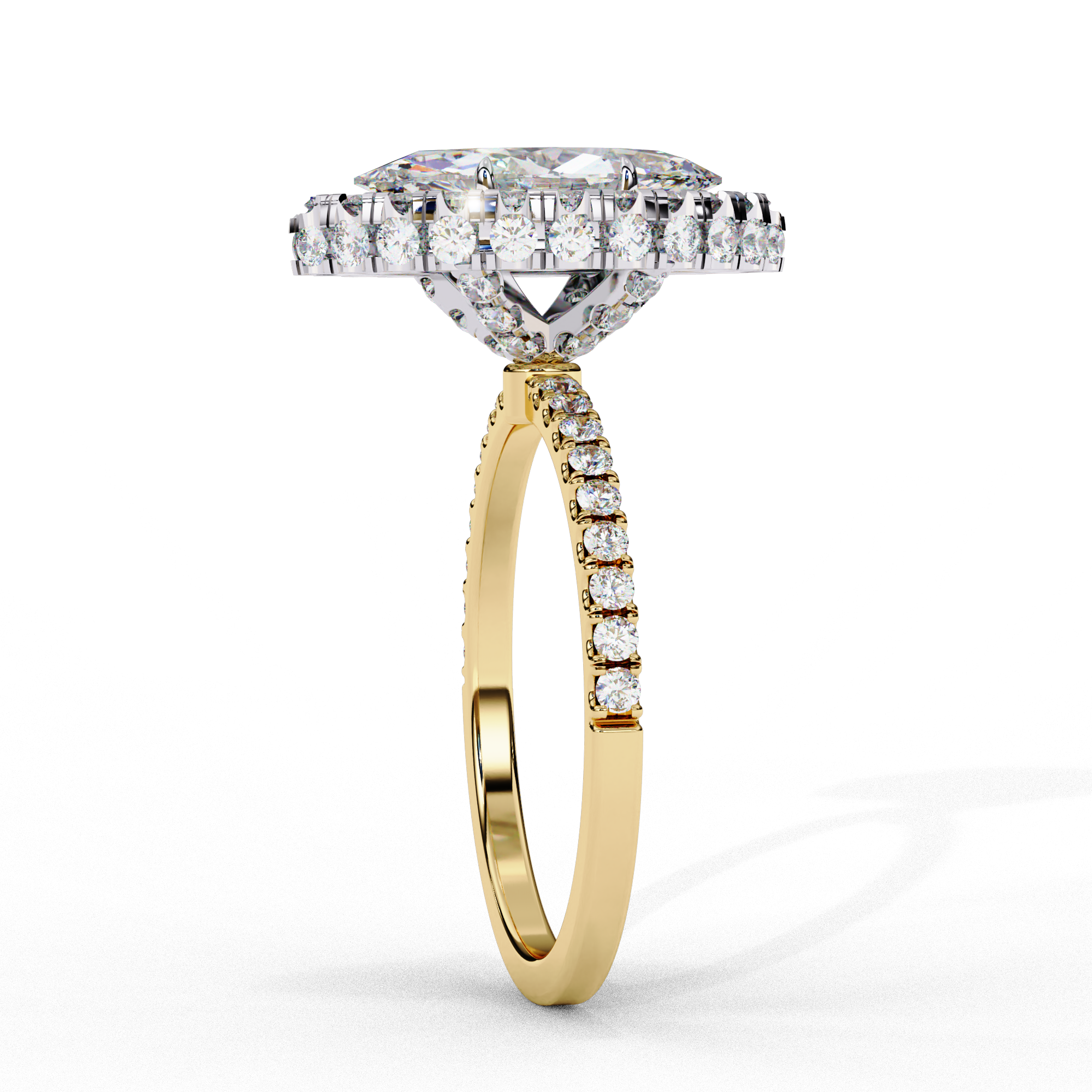 Marquise Solitaire Ring with Crown Halo