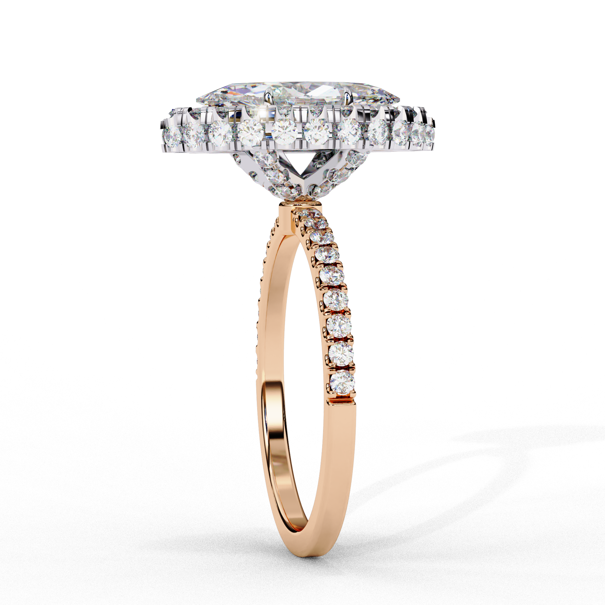 Marquise Solitaire Ring with Crown Halo
