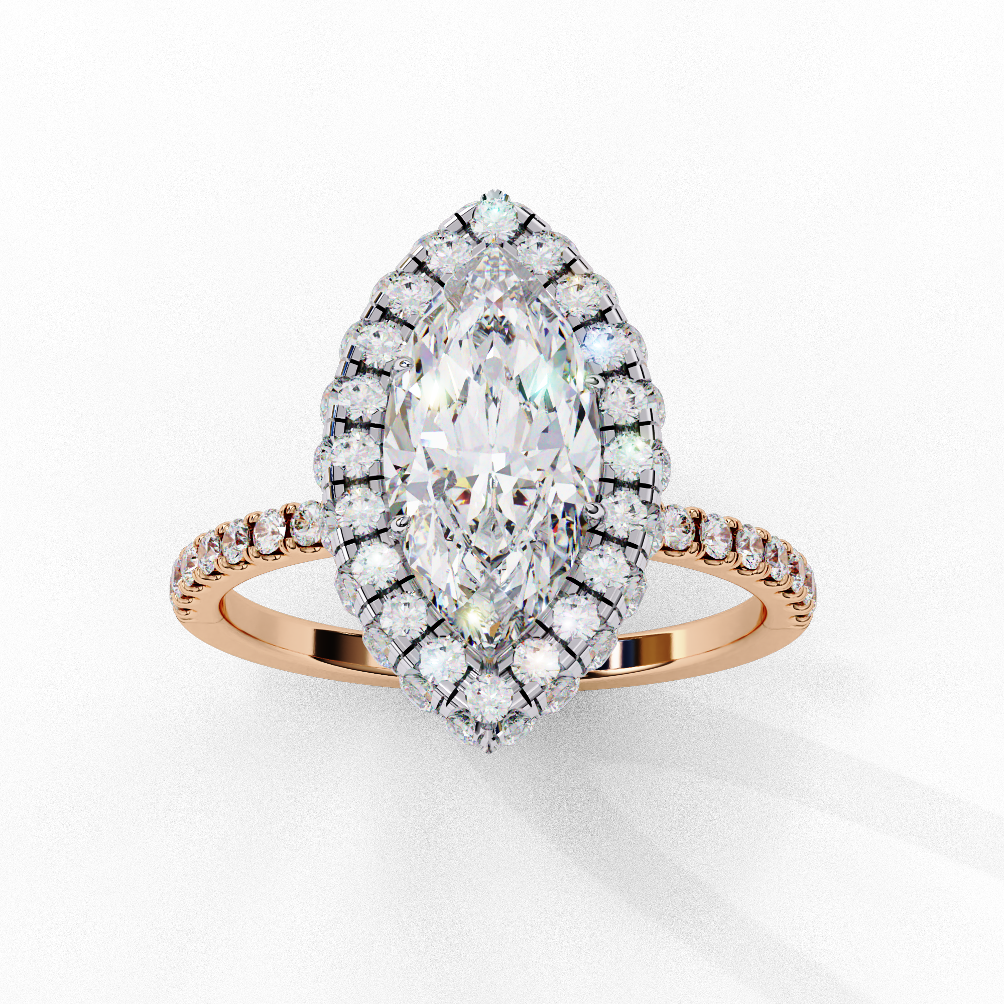 Marquise Solitaire Ring with Crown Halo
