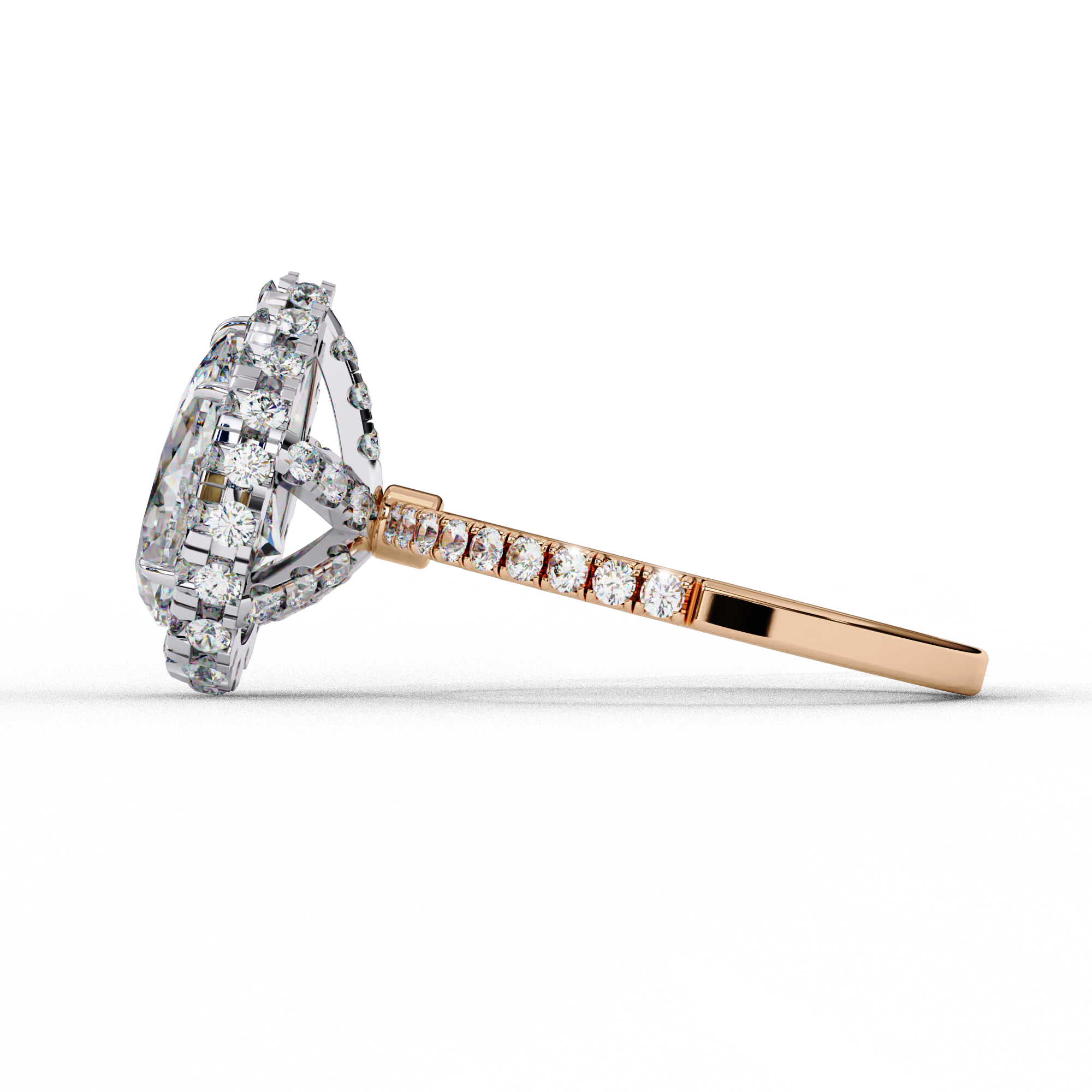 Pear Solitaire Ring with Crown Halo