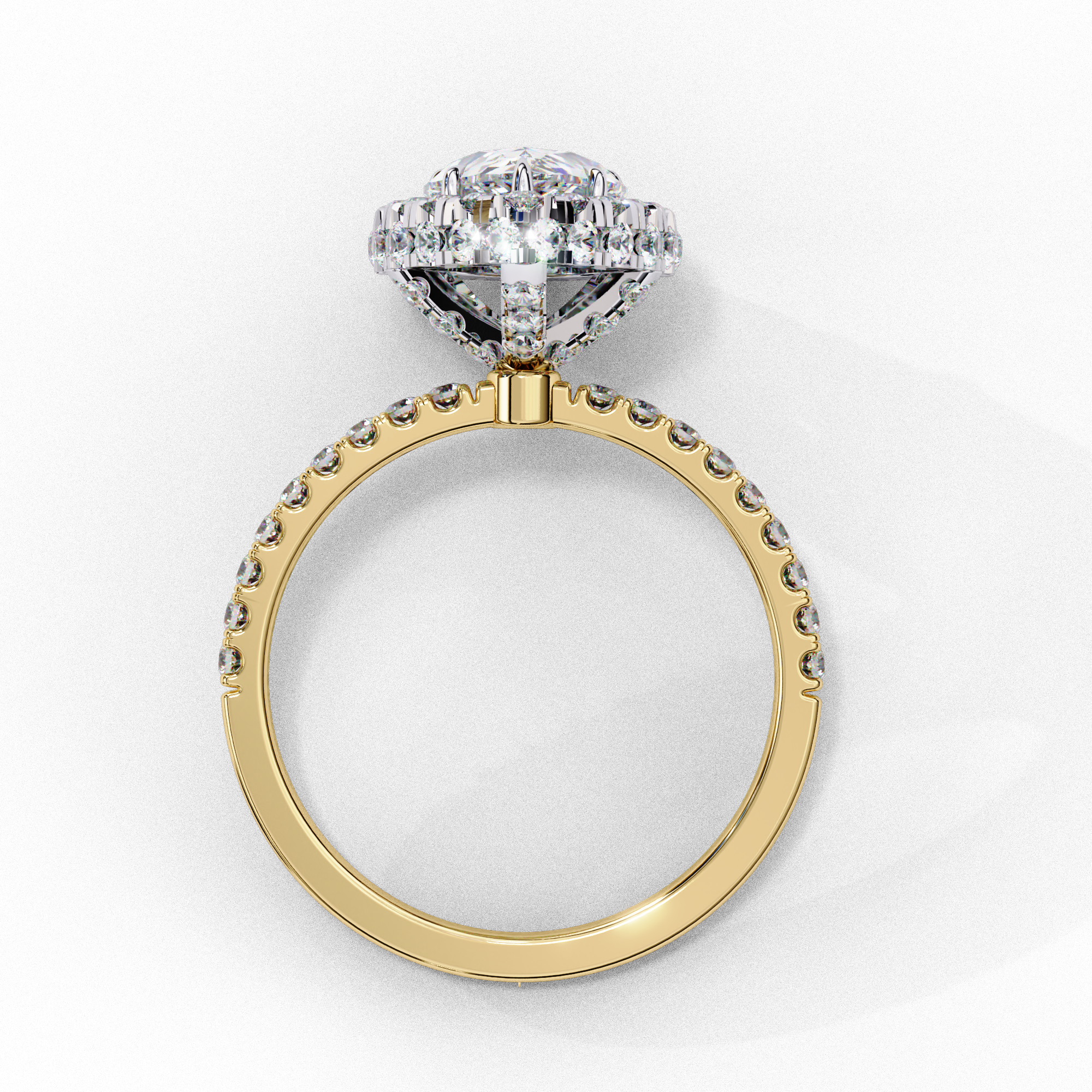 Pear Solitaire Ring with Crown Halo