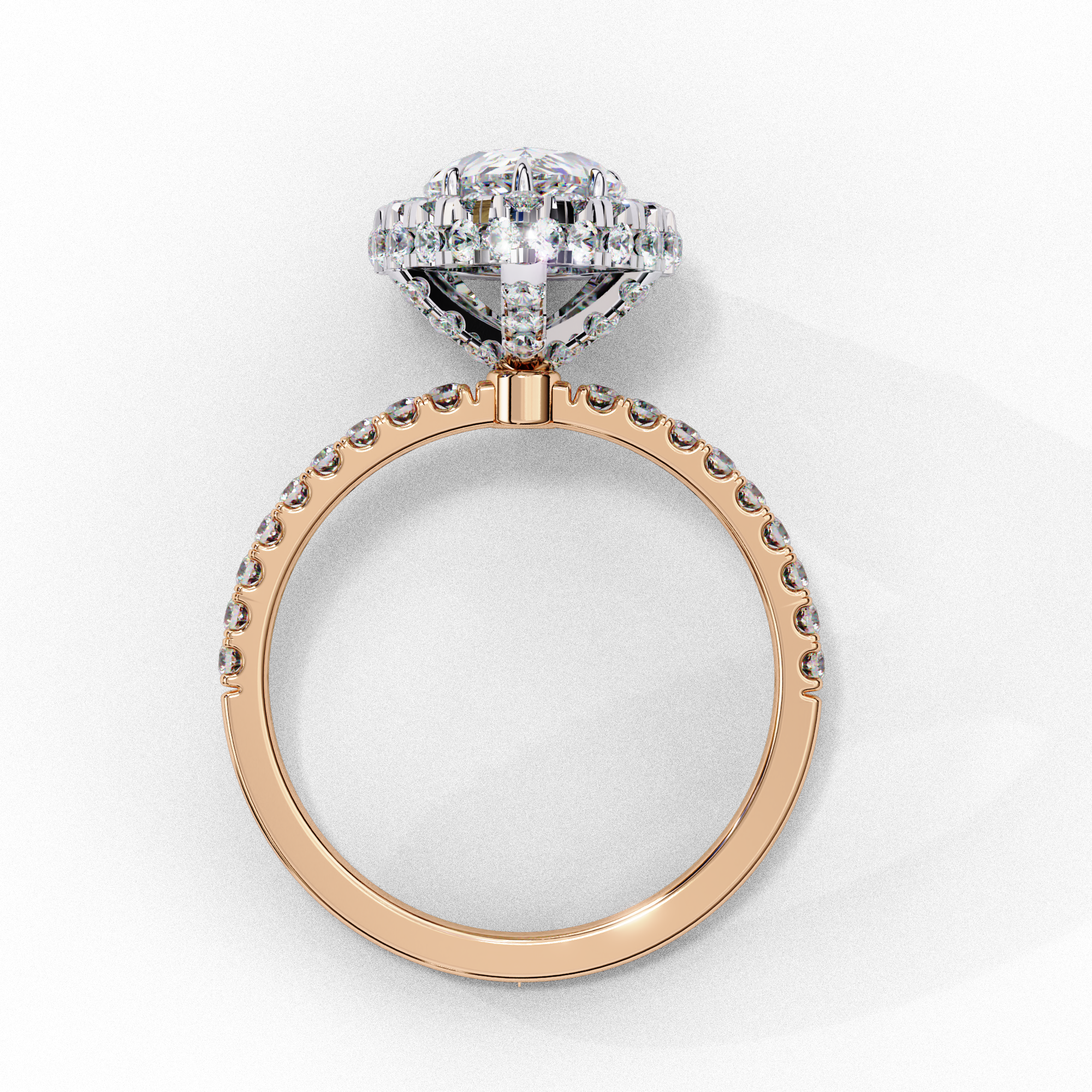Pear Solitaire Ring with Crown Halo