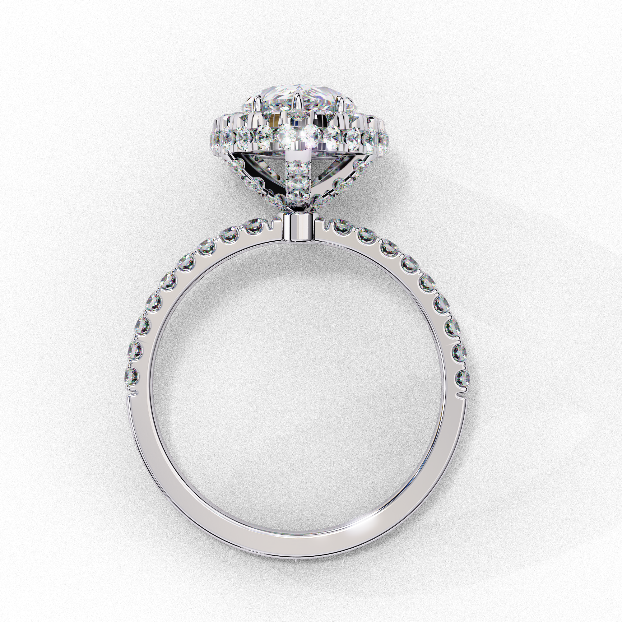 Pear Solitaire Ring with Crown Halo