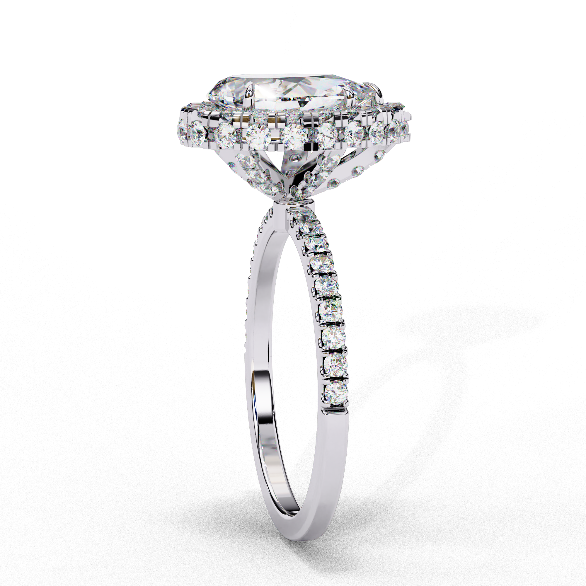 Pear Solitaire Ring with Crown Halo