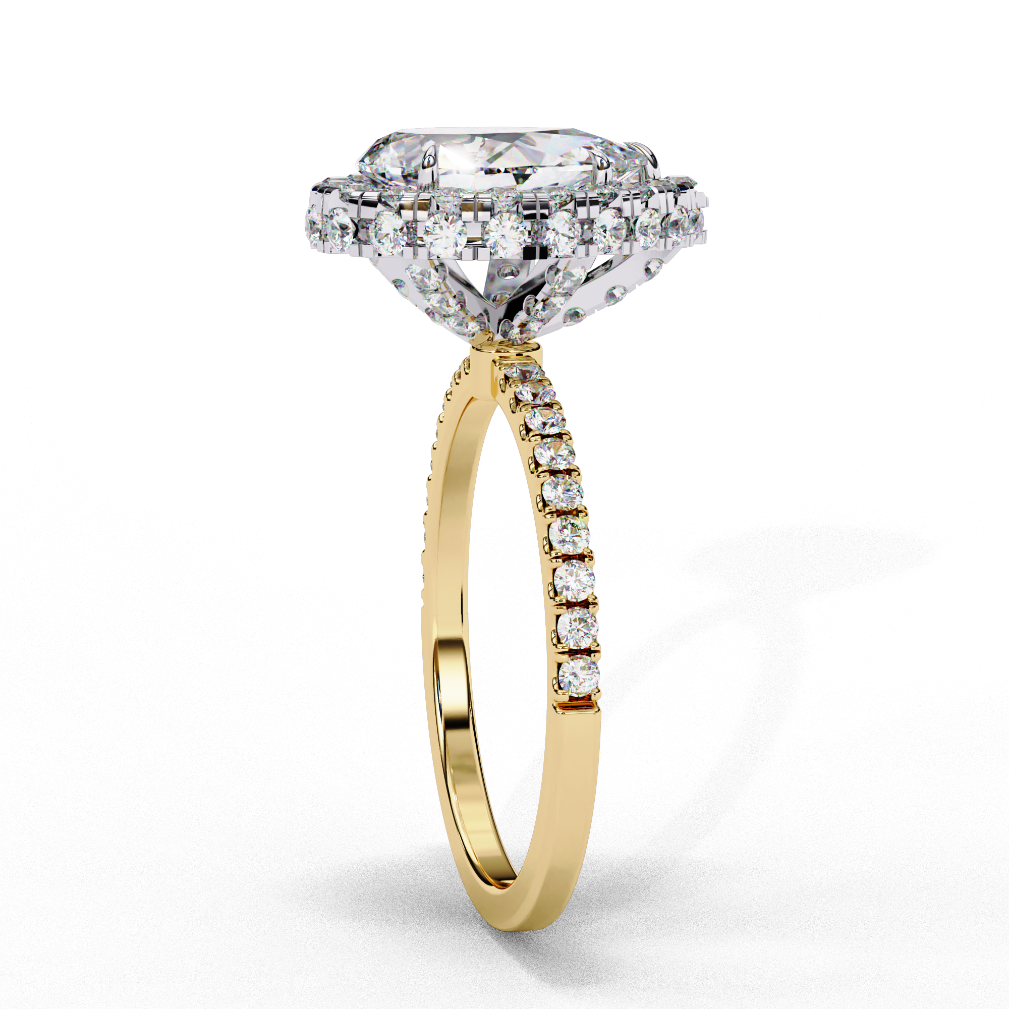 Pear Solitaire Ring with Crown Halo