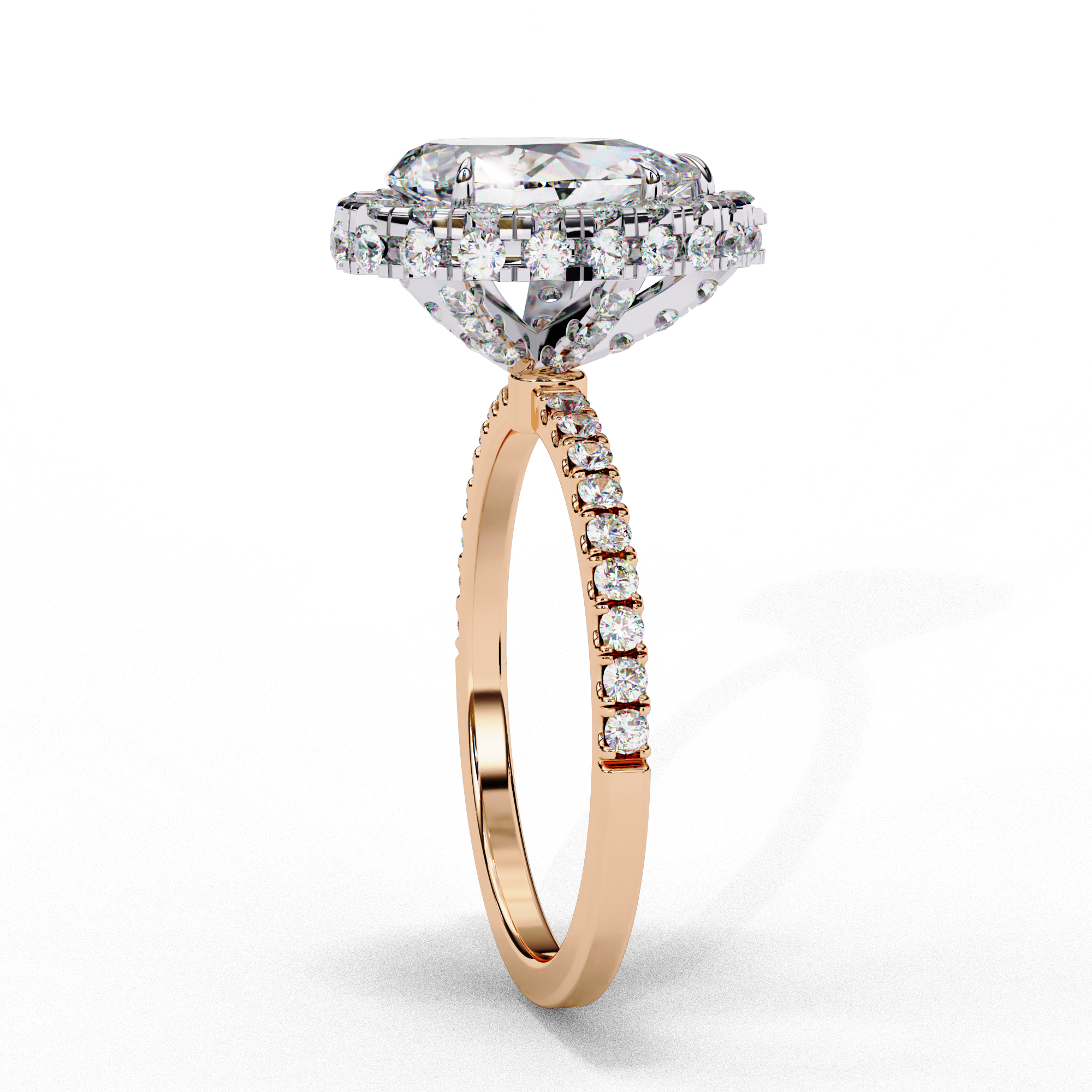 Pear Solitaire Ring with Crown Halo