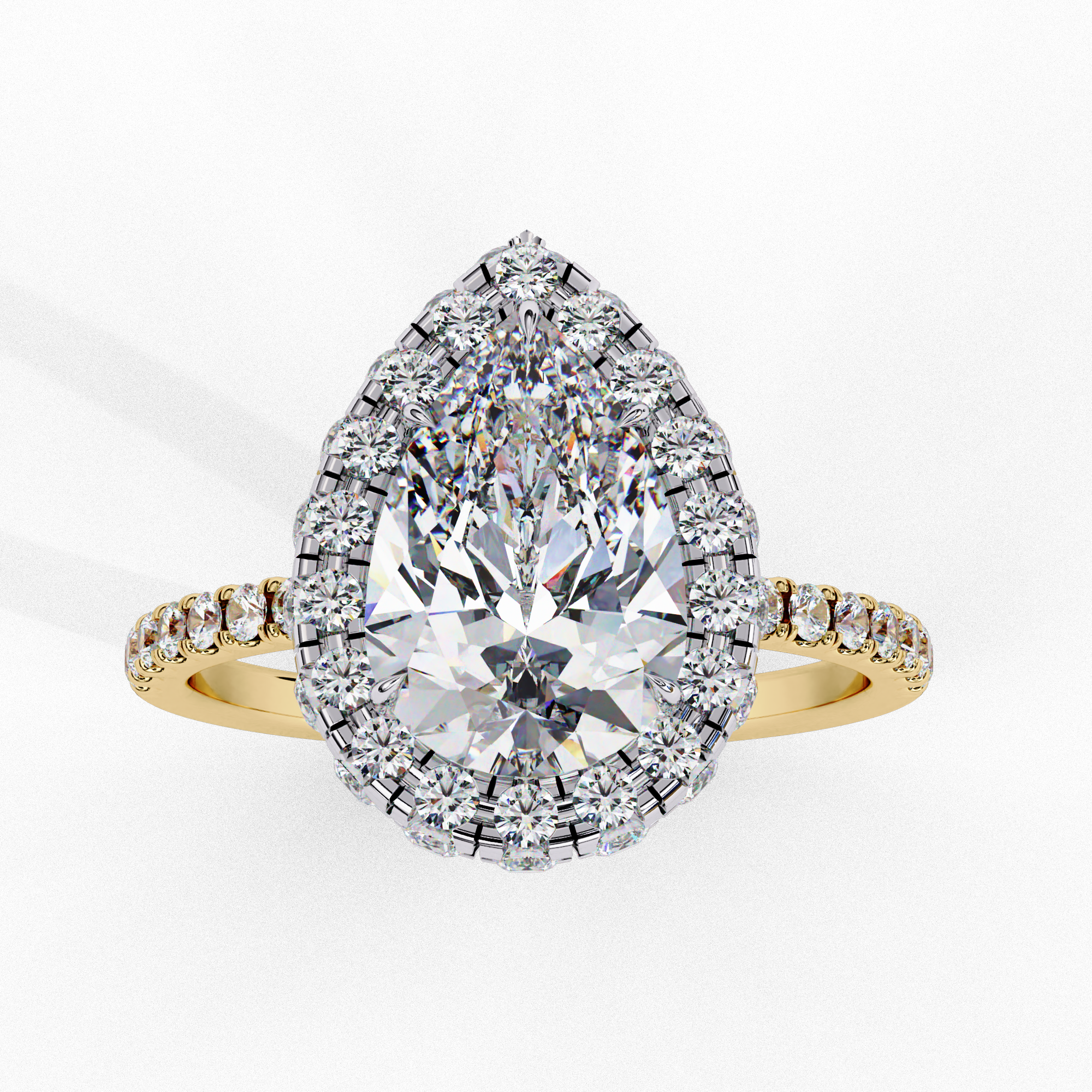 Pear Solitaire Ring with Crown Halo