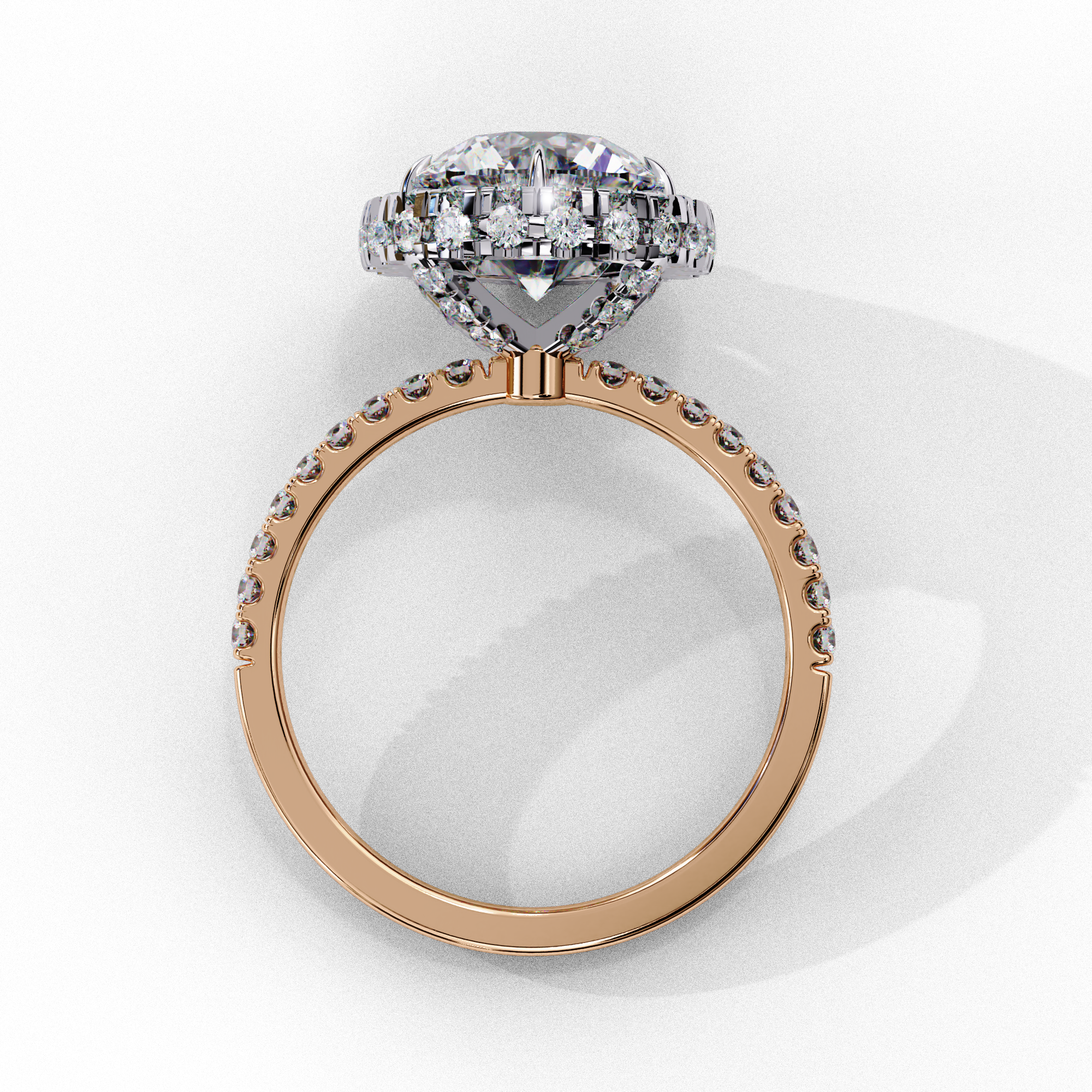 Round Solitaire Ring with Crown Halo