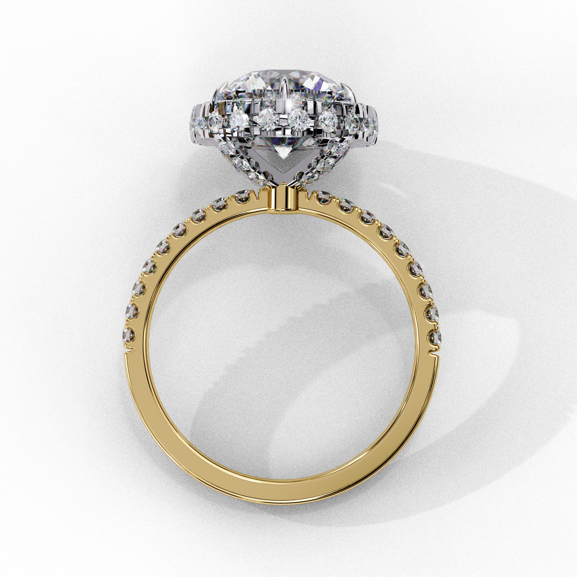 Round Solitaire Ring with Crown Halo
