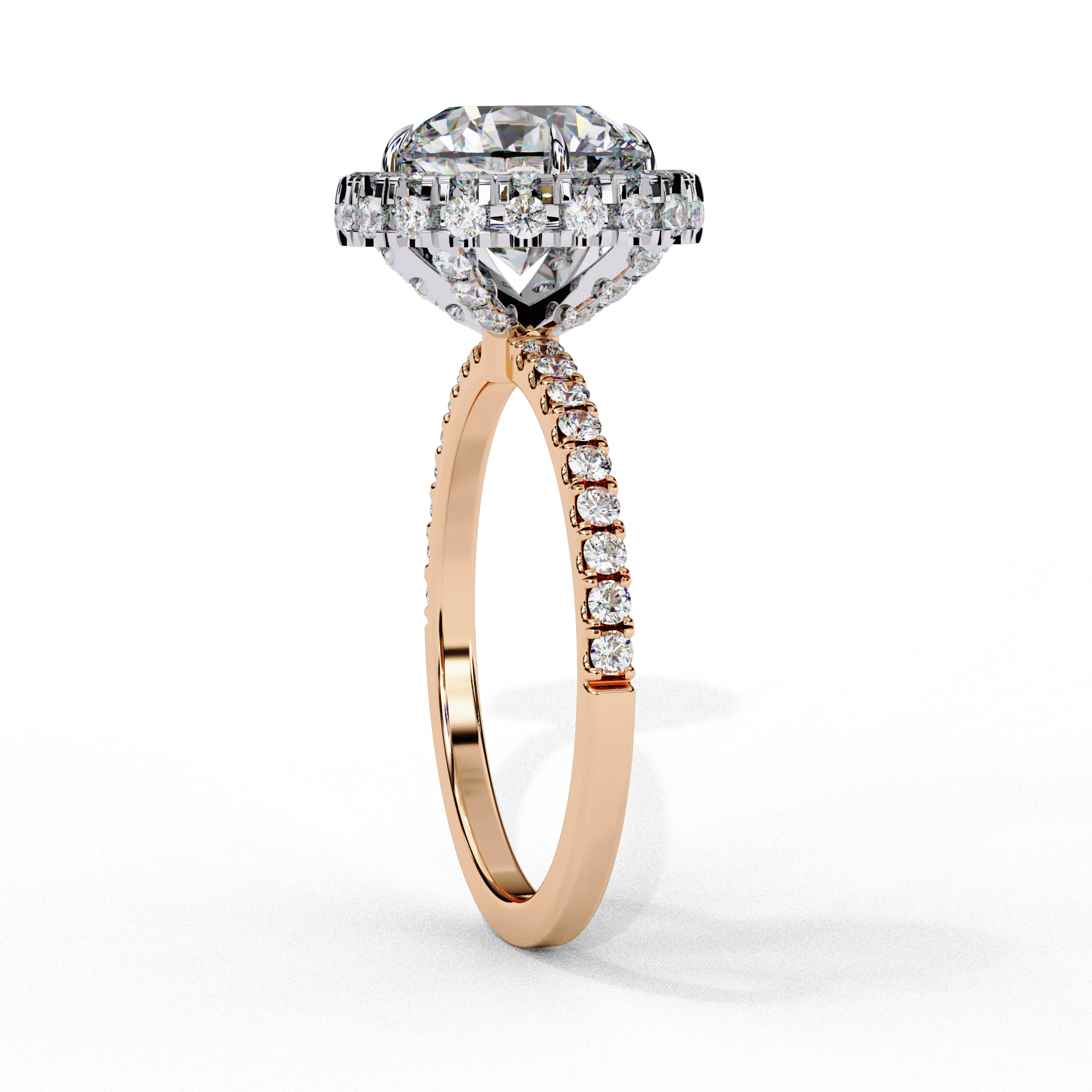 Round Solitaire Ring with Crown Halo