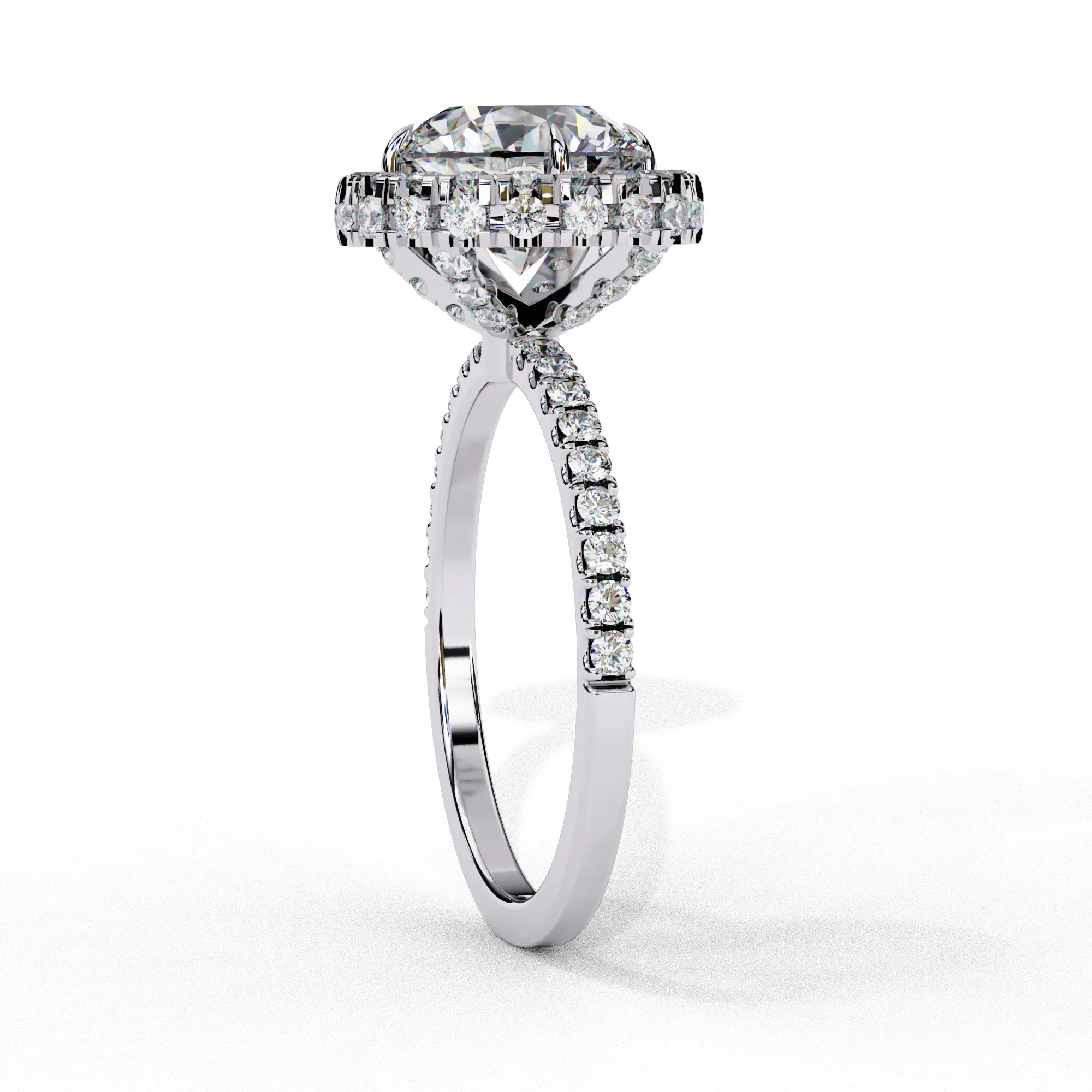 Round Solitaire Ring with Crown Halo