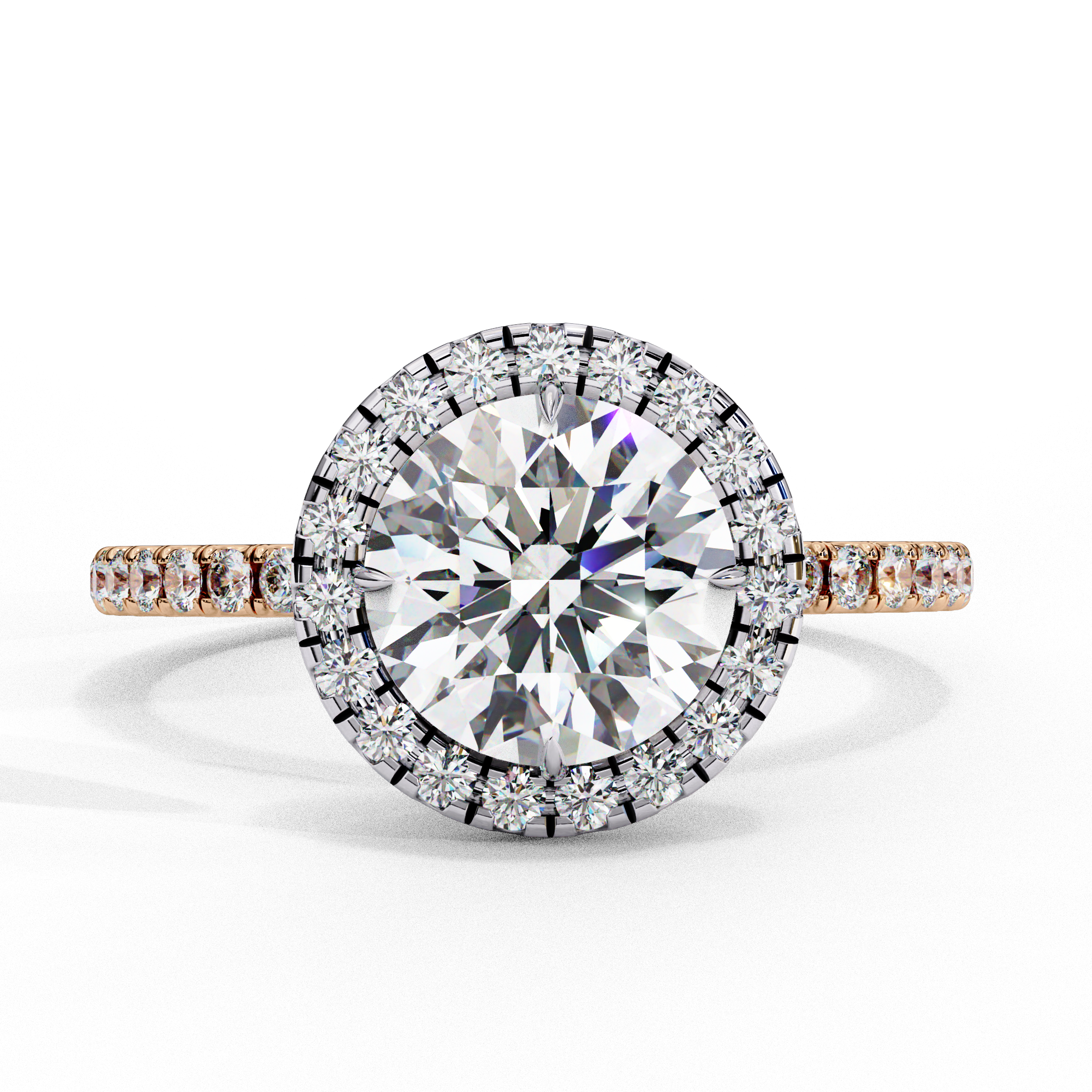 Round Solitaire Ring with Crown Halo