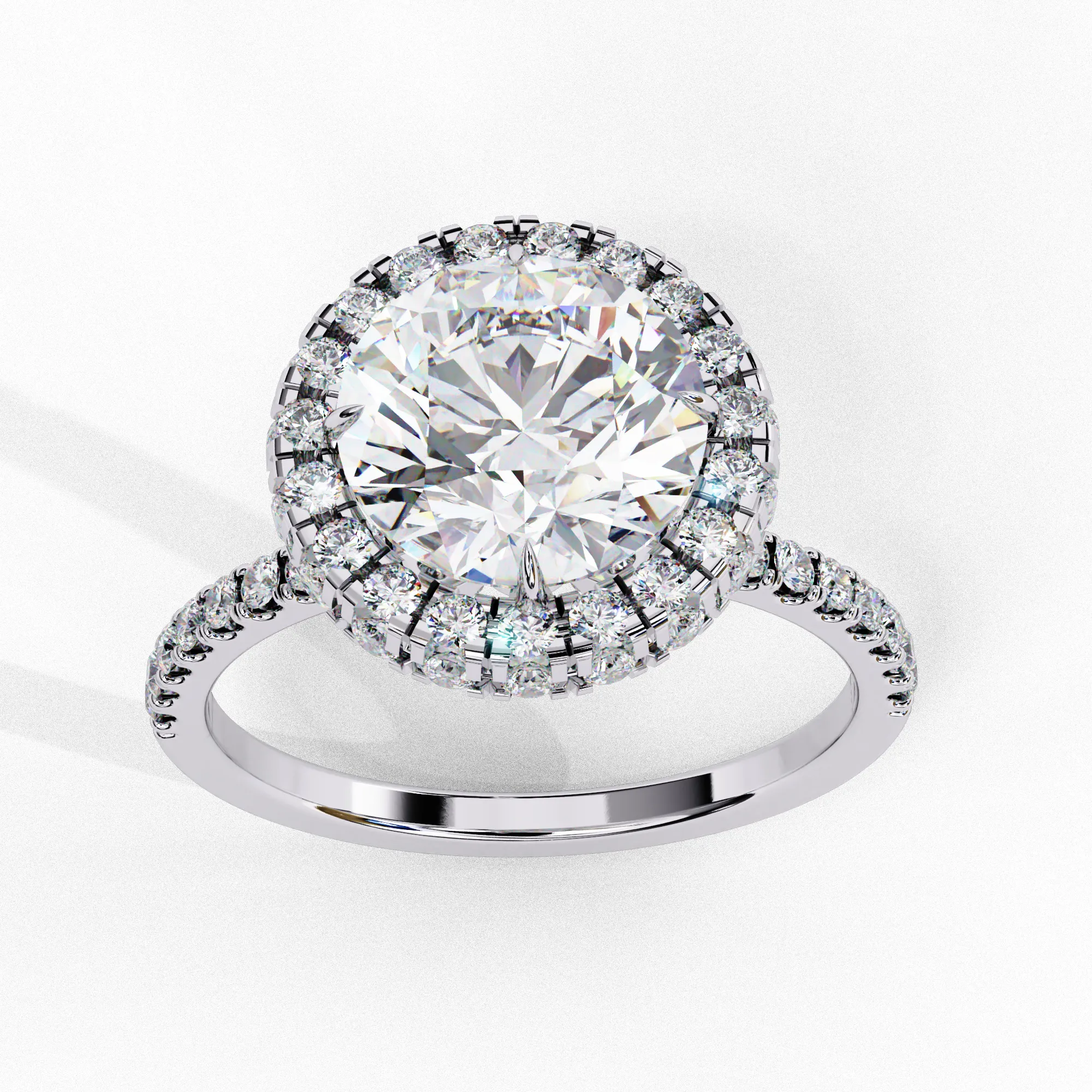 Round Solitaire Ring with Crown Halo