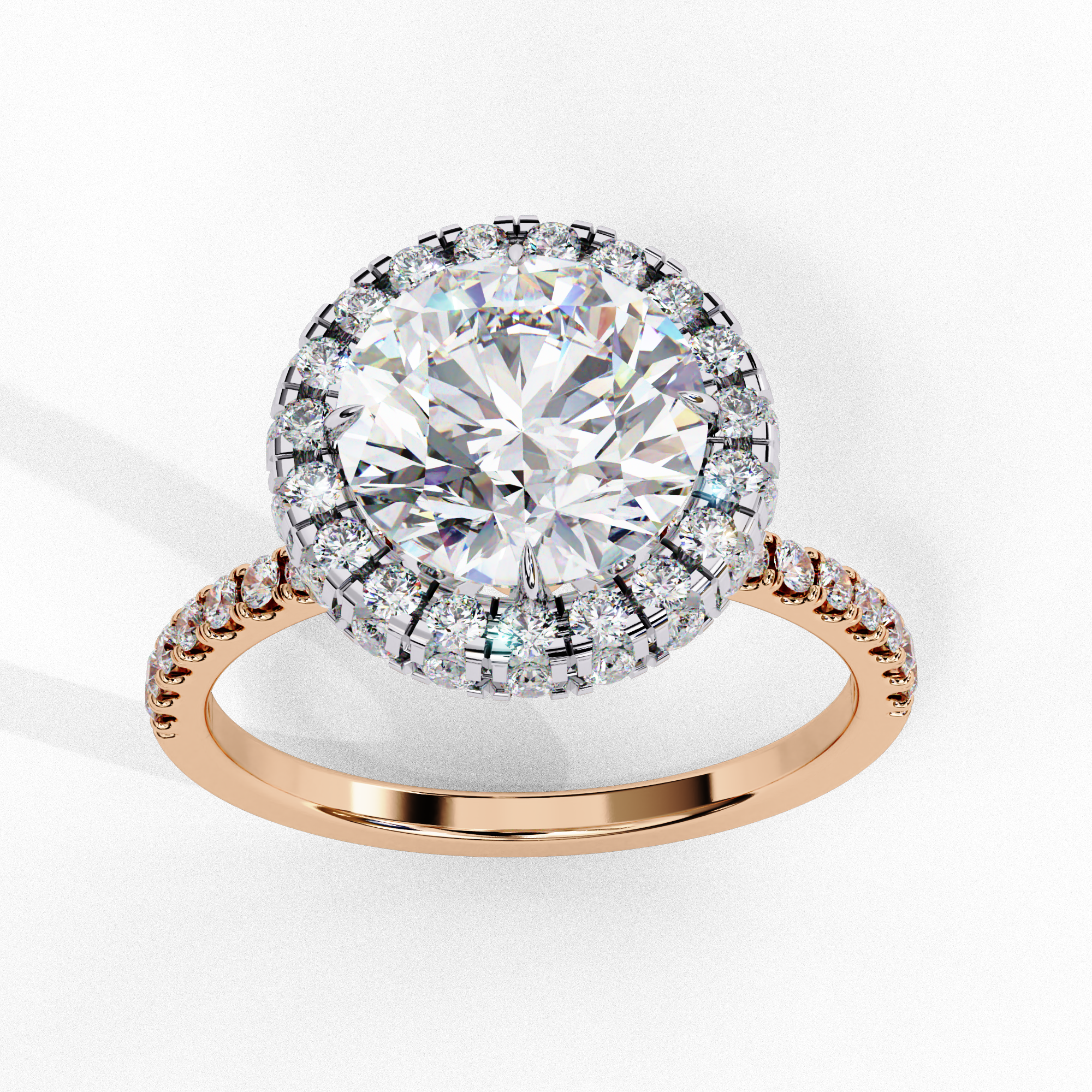 Round Solitaire Ring with Crown Halo