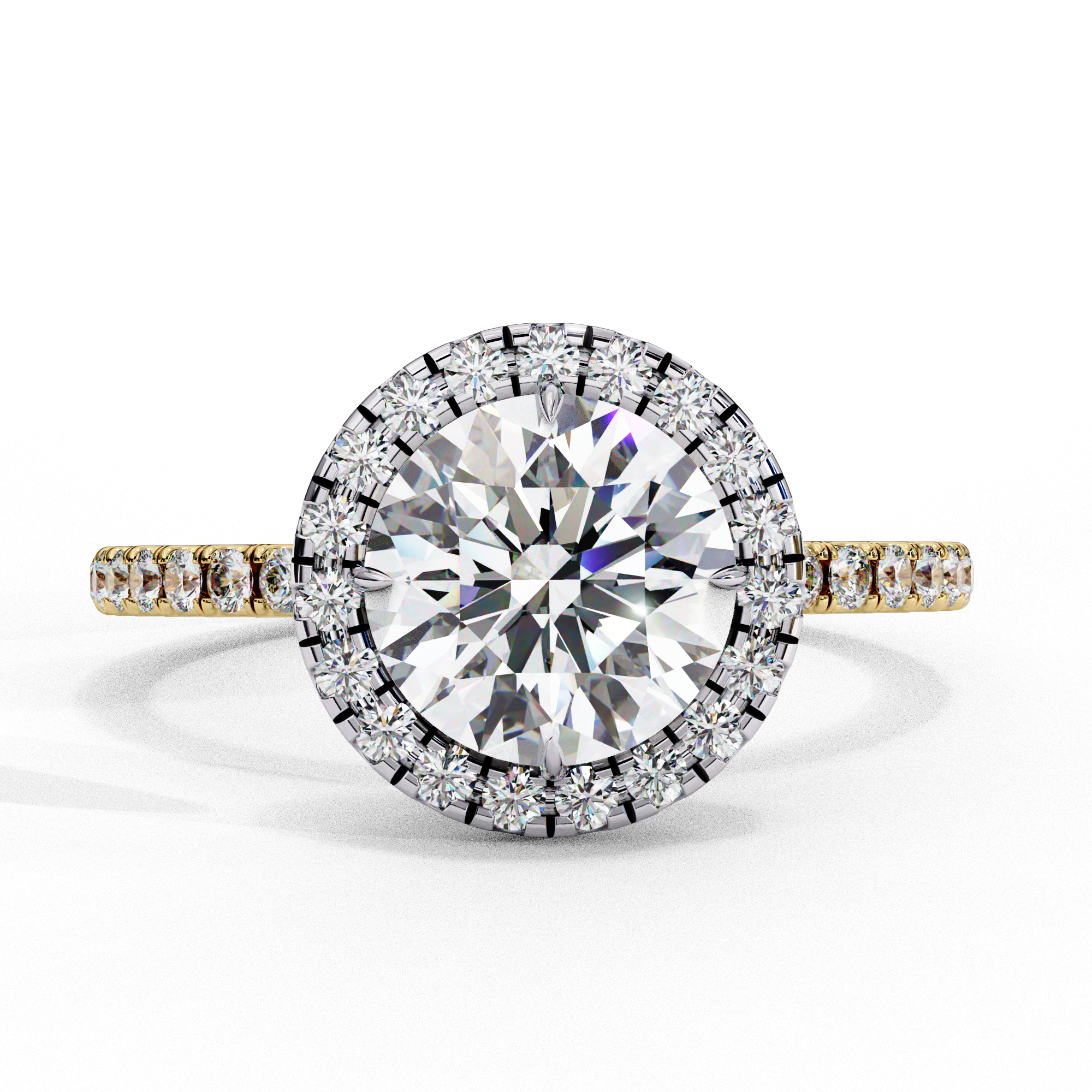 Round Solitaire Ring with Crown Halo