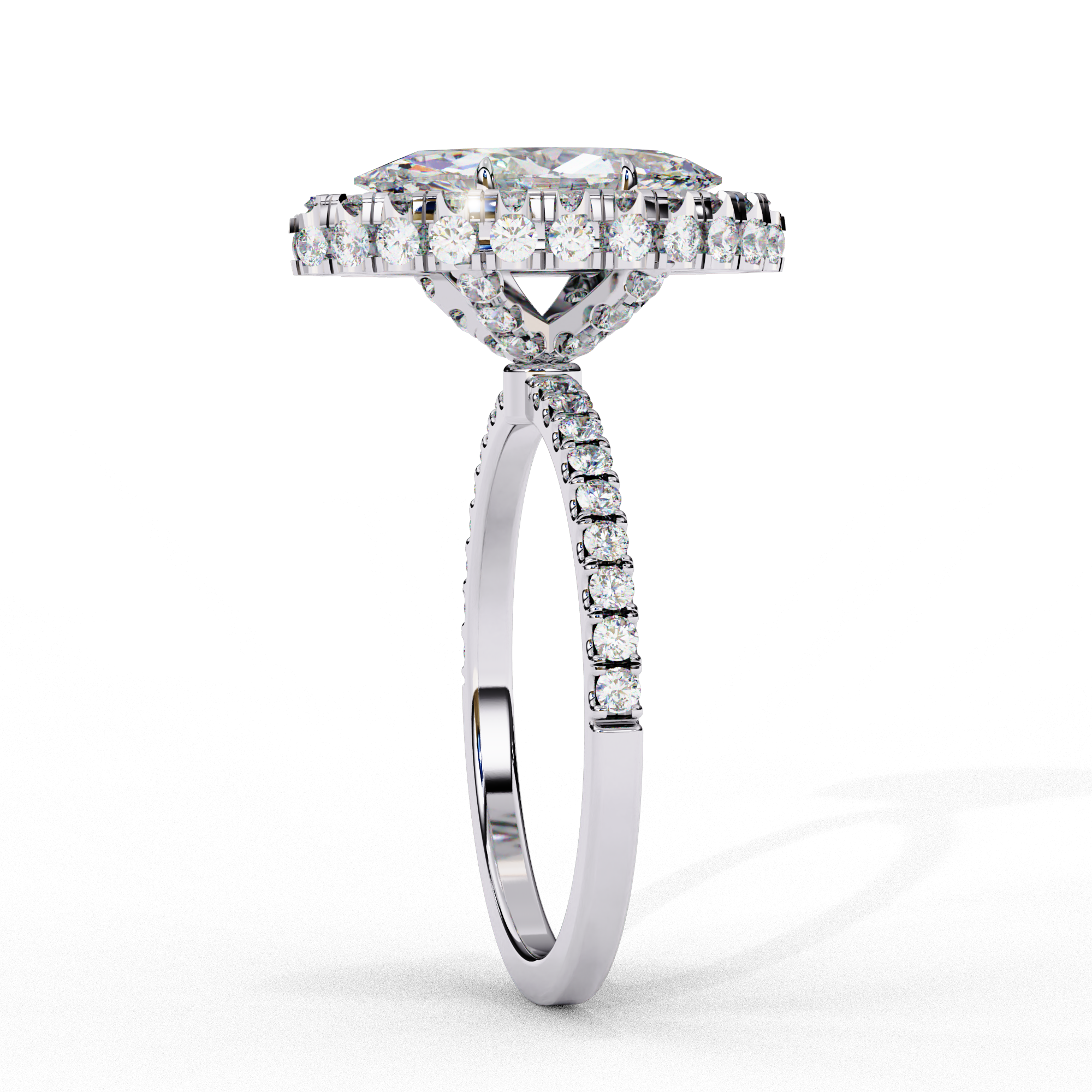Marquise Solitaire Ring with Crown Halo