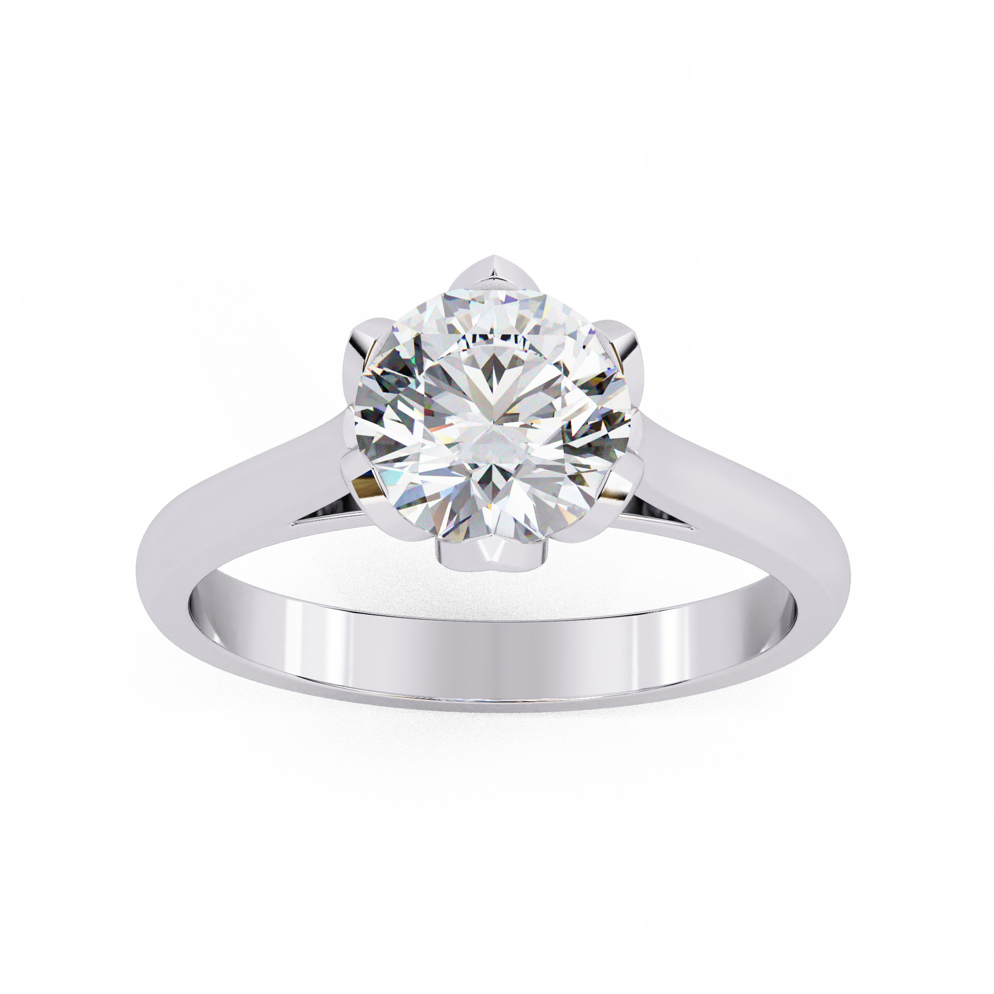 Floral Round Brilliant Solitaire Ring