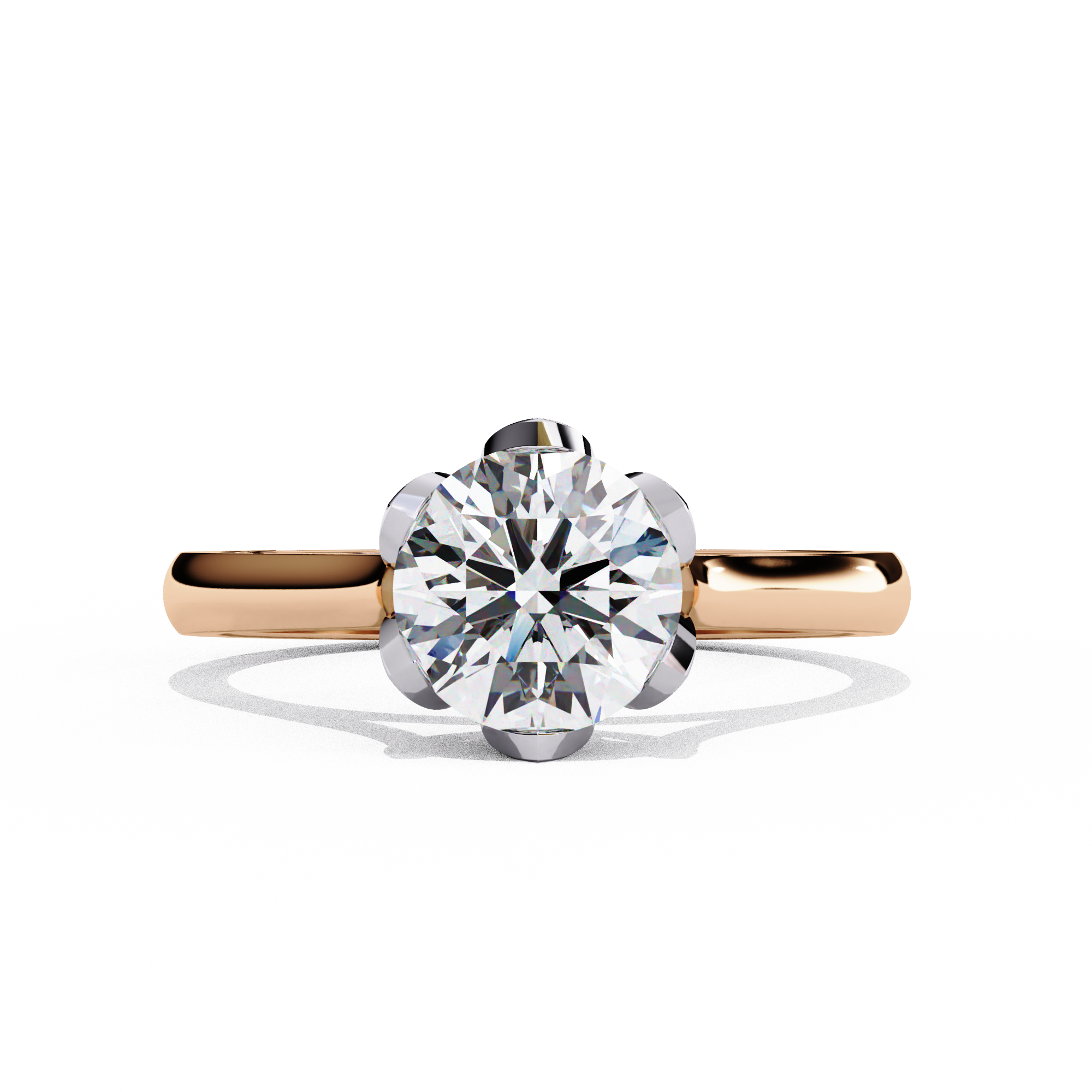 Floral Round Brilliant Solitaire Ring