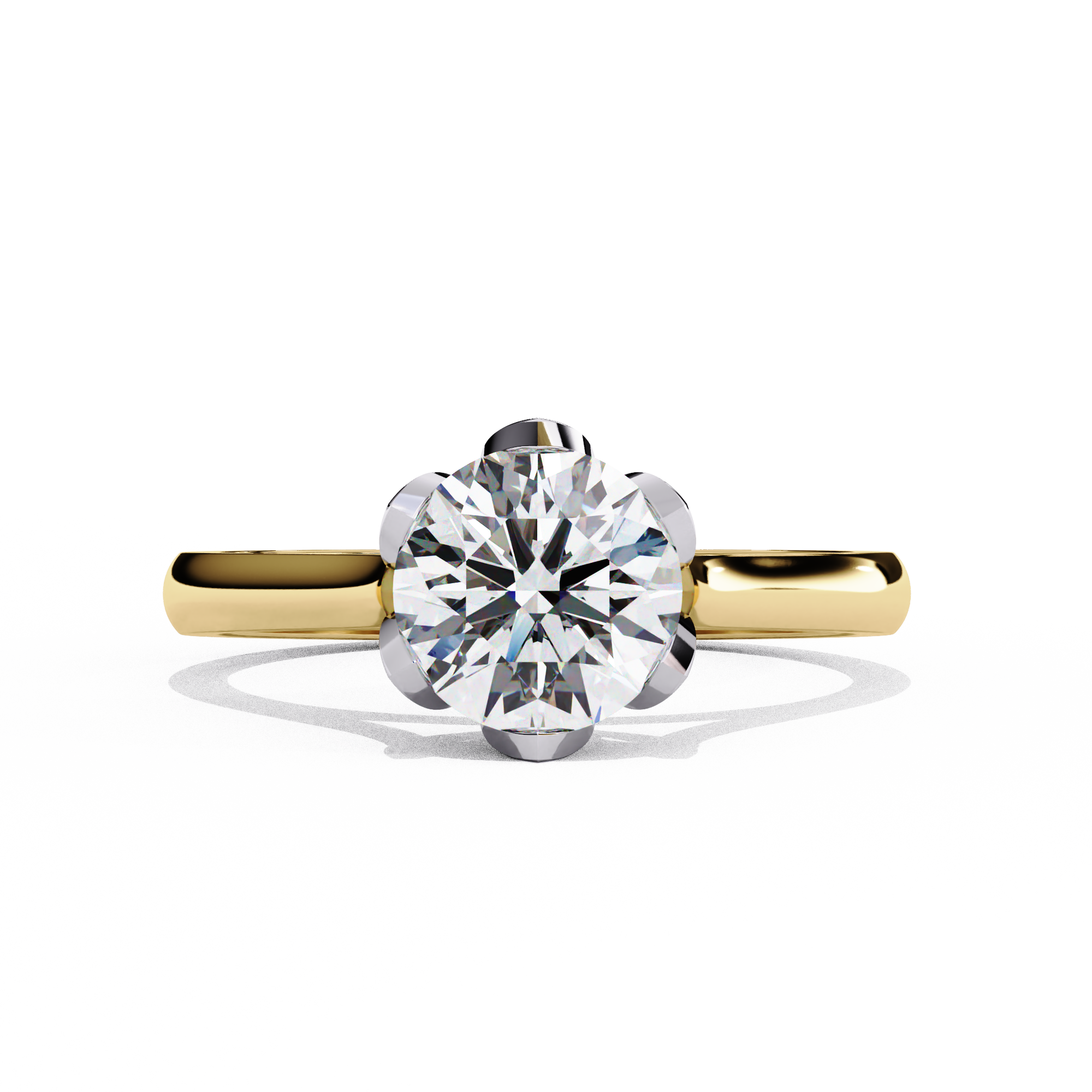 Floral Round Brilliant Solitaire Ring