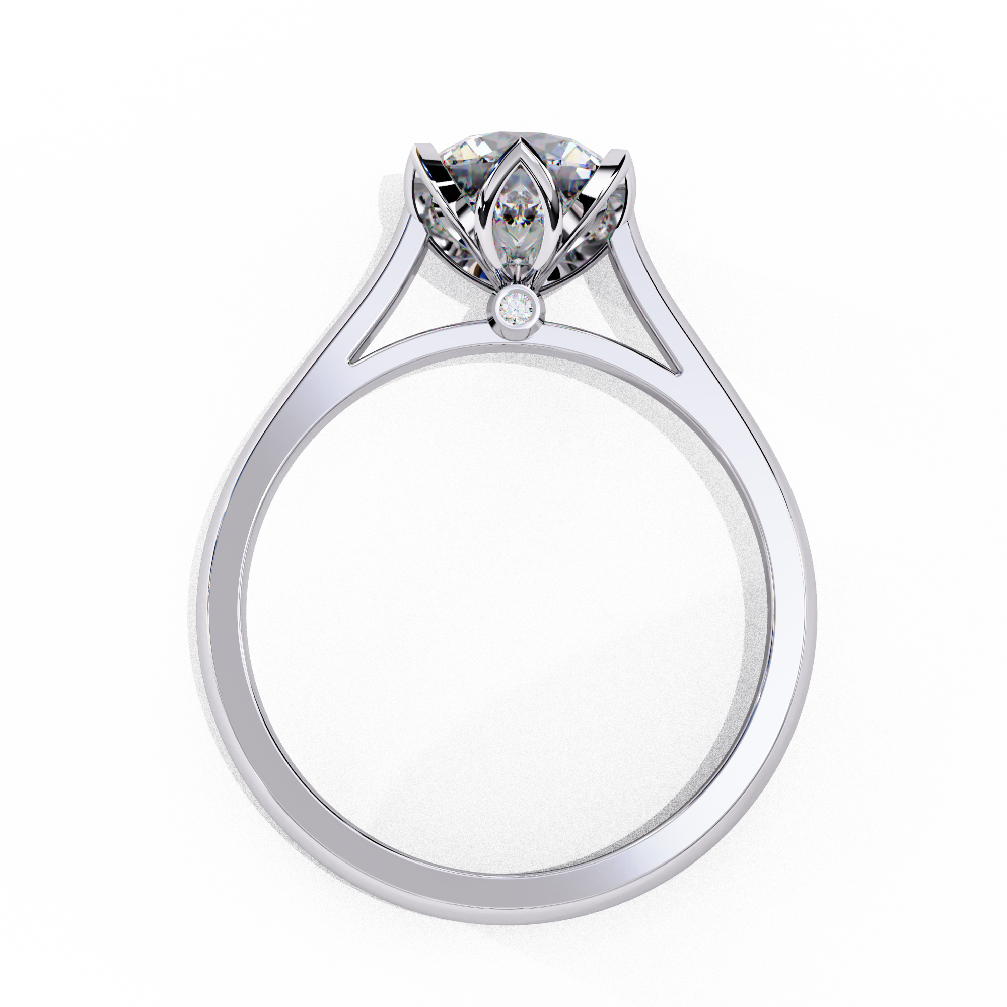 Floral Round Brilliant Solitaire Ring
