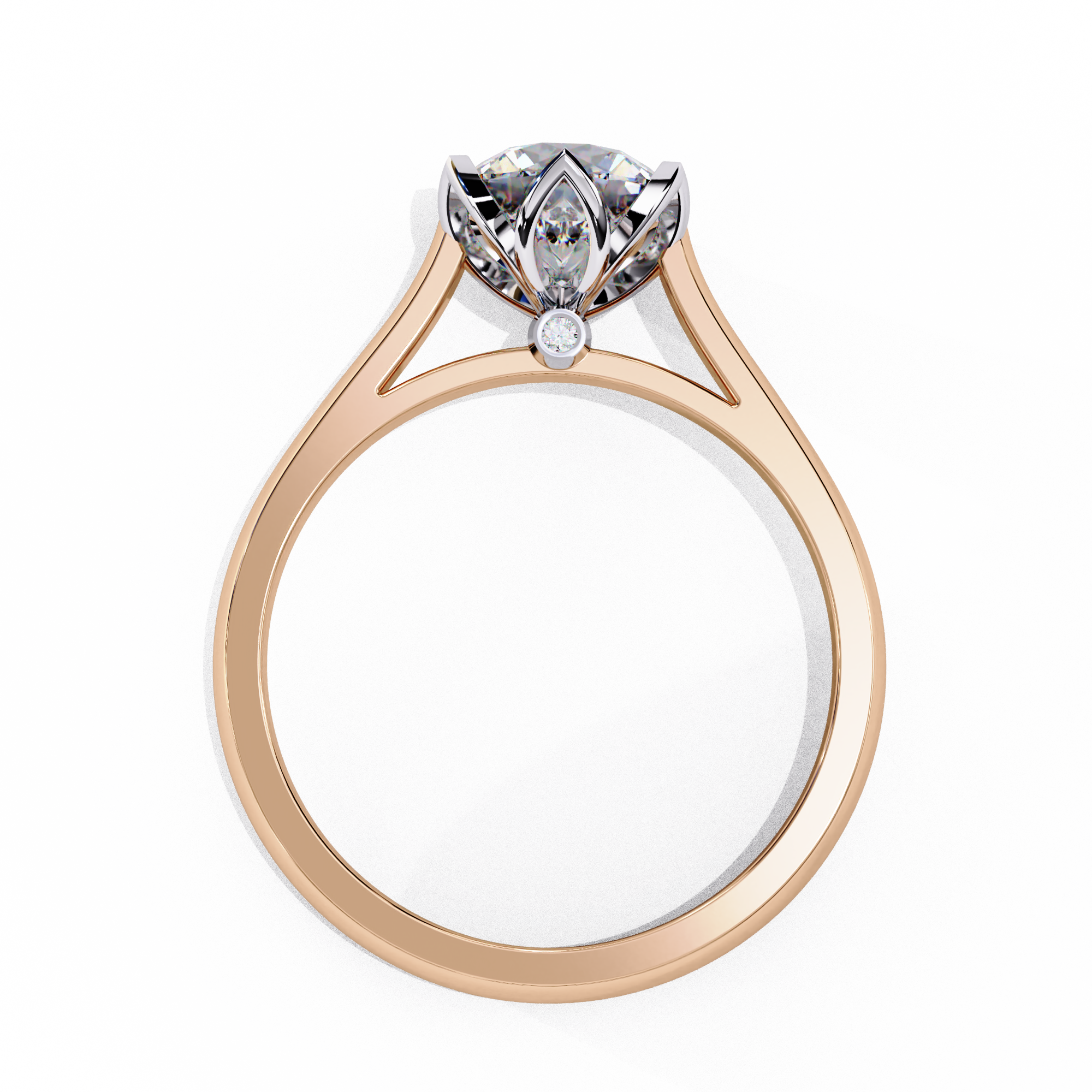 Floral Round Brilliant Solitaire Ring
