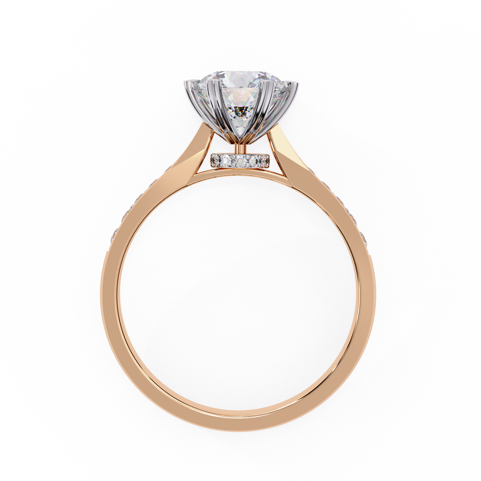 Classic Brilliant Round Cut Solitaire Ring with Hidden Halo