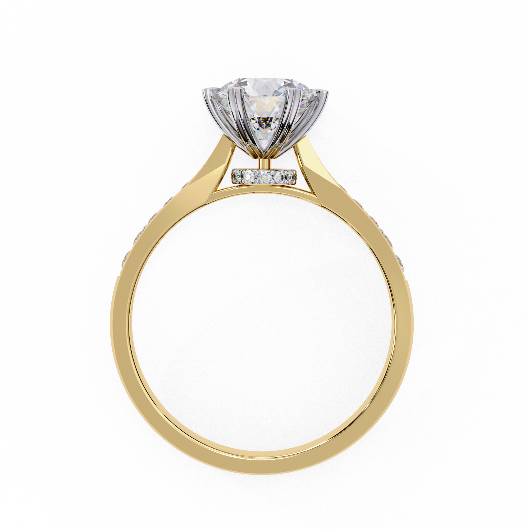 Classic Brilliant Round Cut Solitaire Ring with Hidden Halo