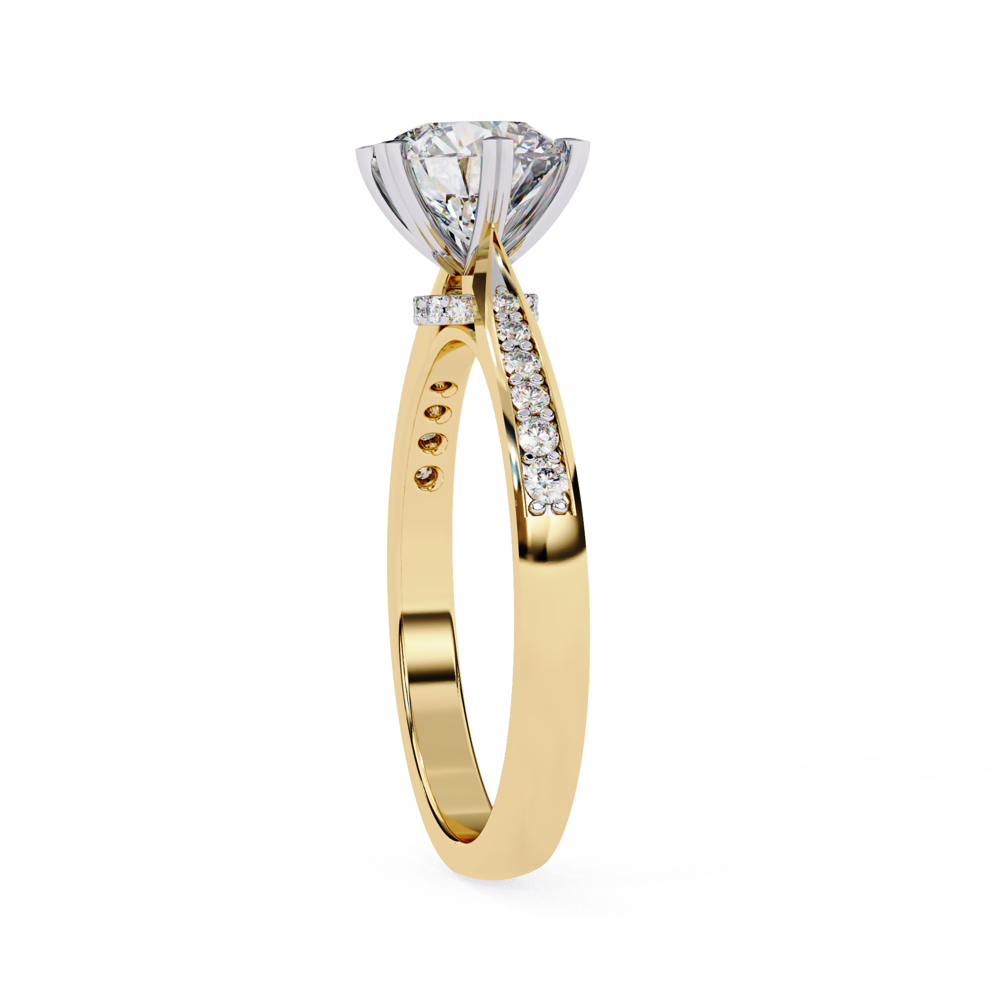 Classic Brilliant Round Cut Solitaire Ring with Hidden Halo