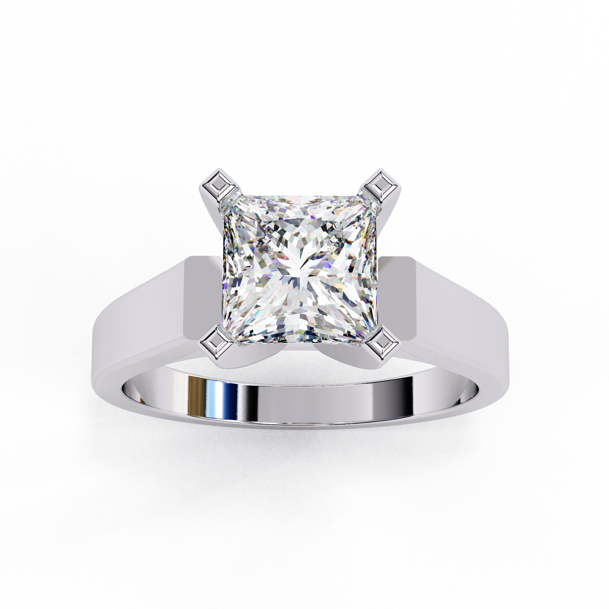 Classic Cathedral Princess Cut Solitaire Ring