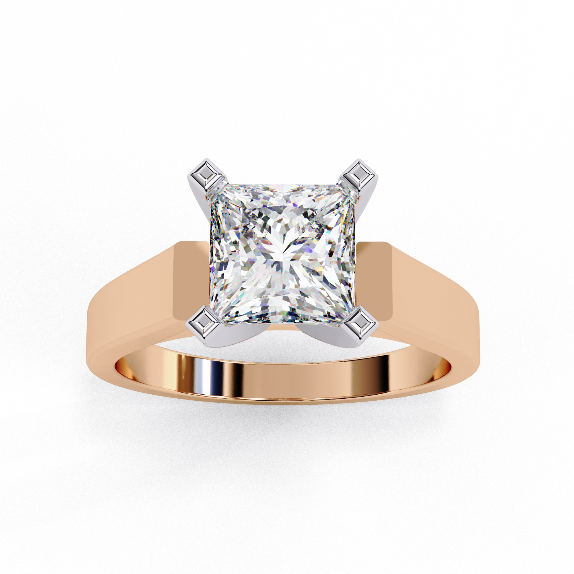 Classic Cathedral Princess Cut Solitaire Ring